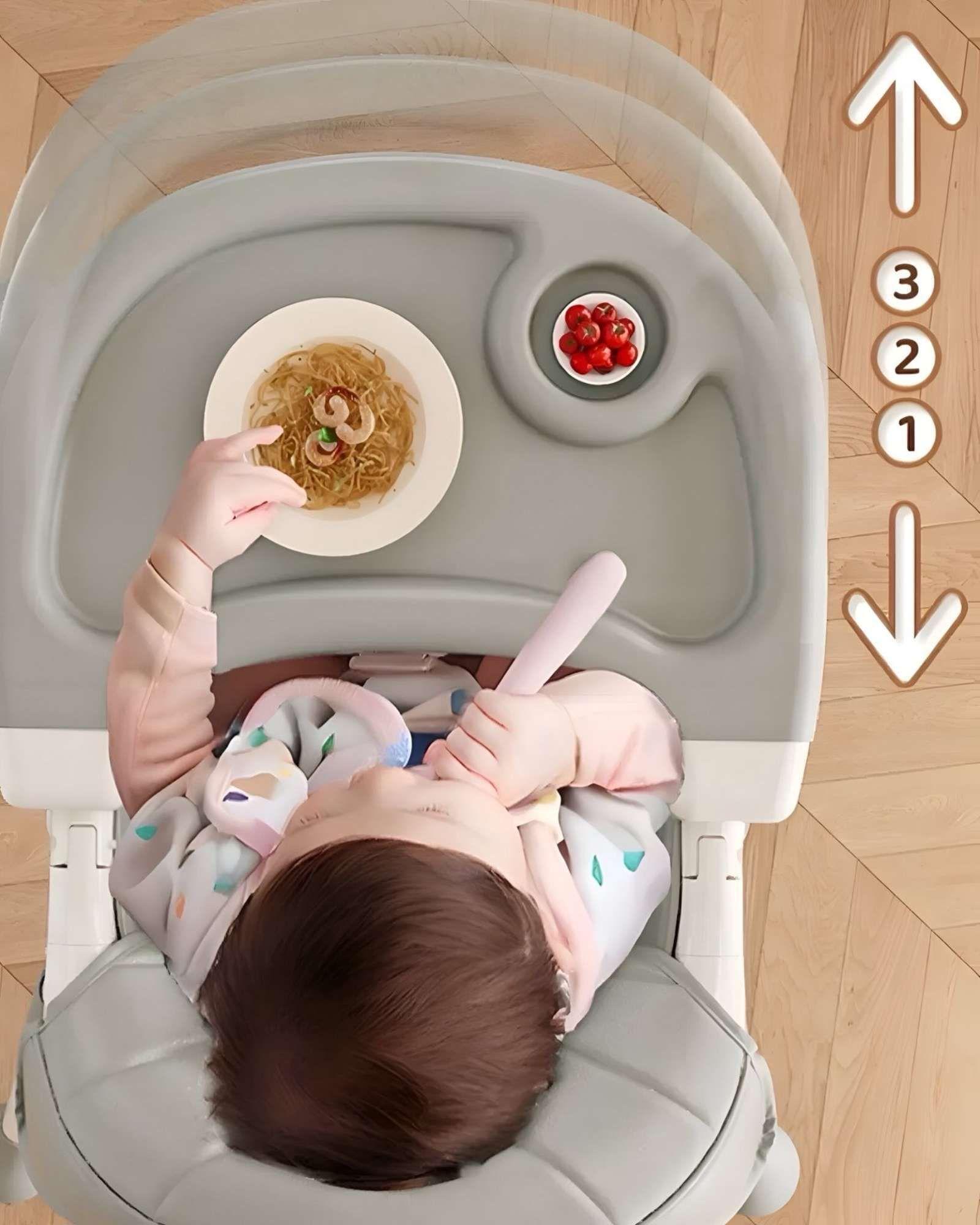 Silla de Comer Reclinable para Bebé 3 en 1 Verde-2