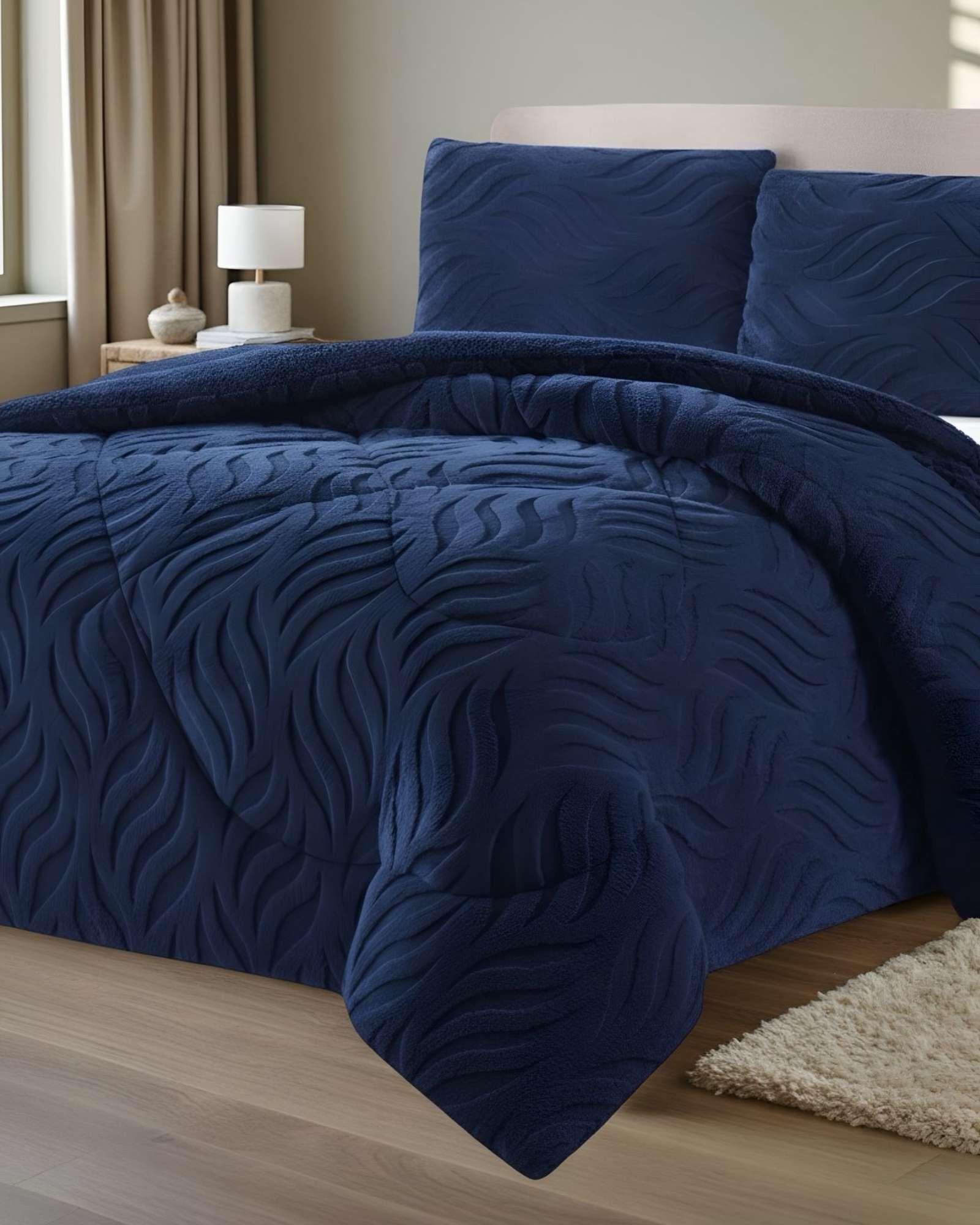 COBERTOR ELEGANTE DE INVIERNO CON CHIPORRO 2 PLAZAS03-3