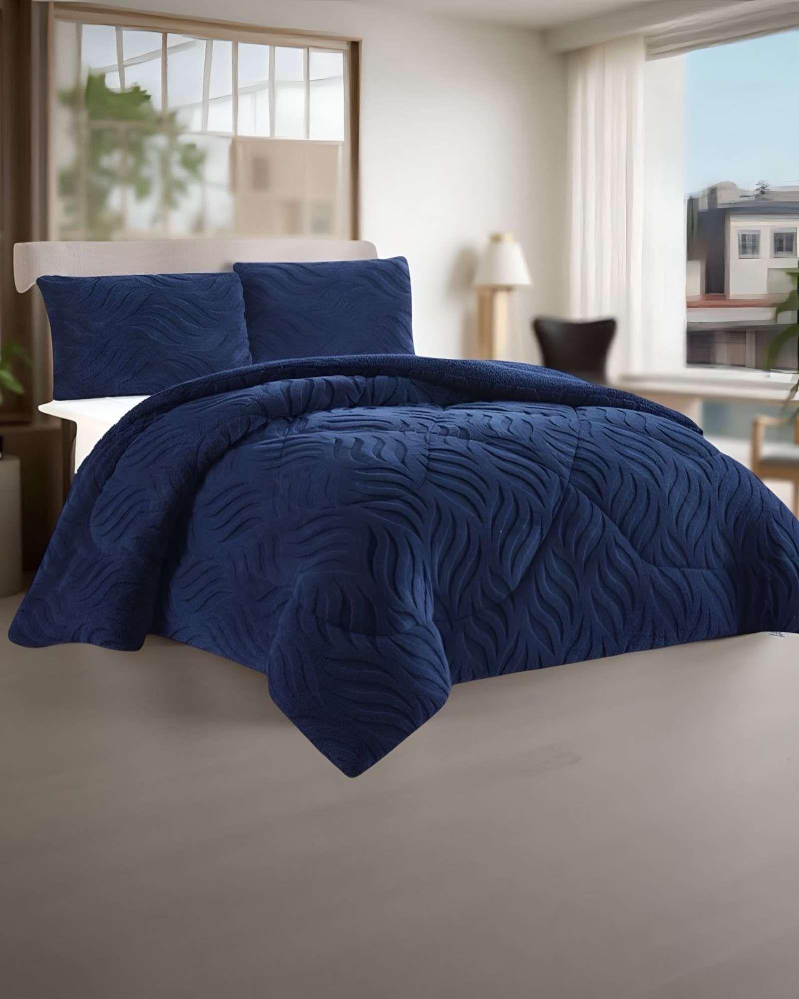 COBERTOR ELEGANTE DE INVIERNO CON CHIPORRO 2 PLAZAS03-4