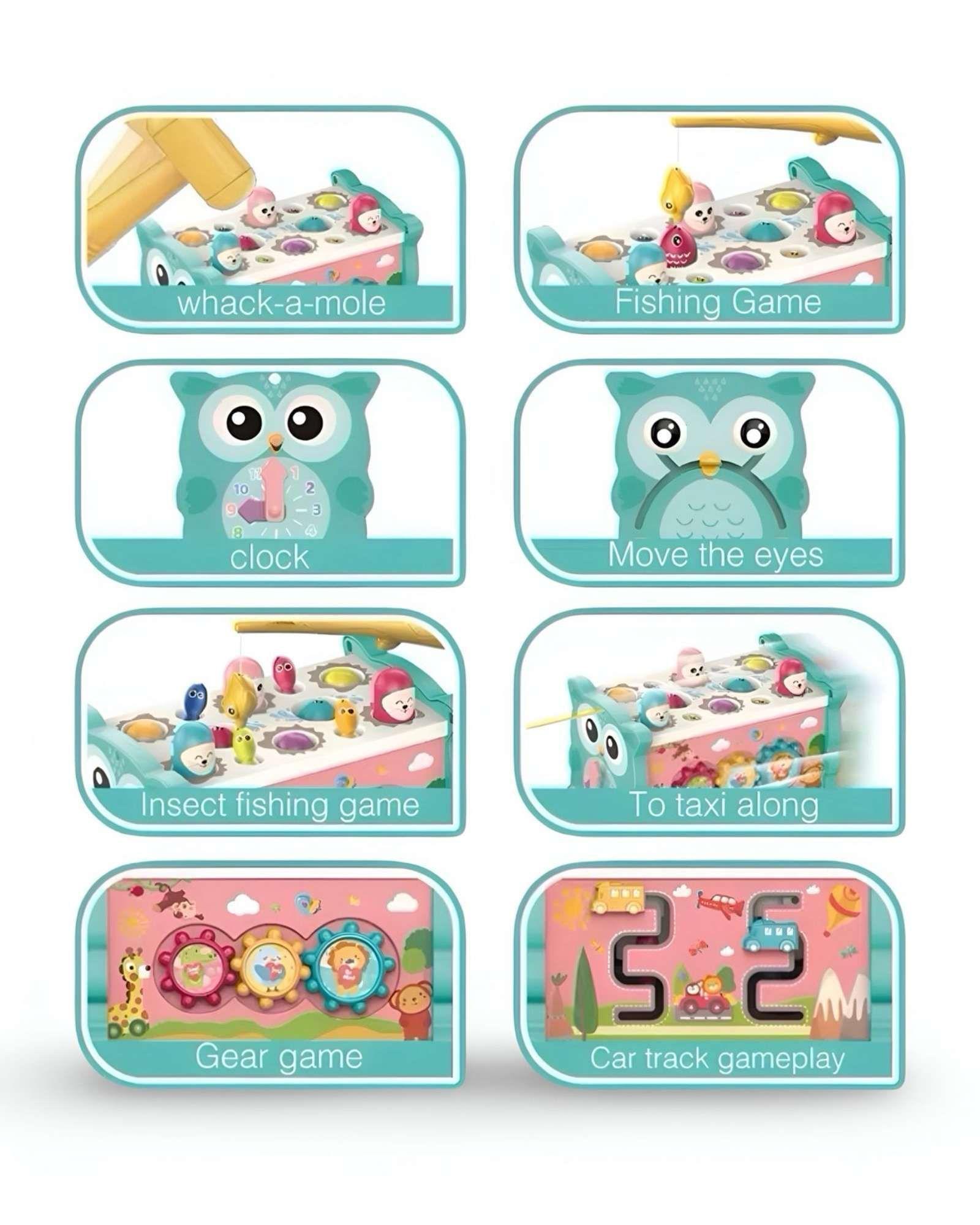 Cubo Búho de Actividades Montesori Infantil 8 en 1 Verde-2