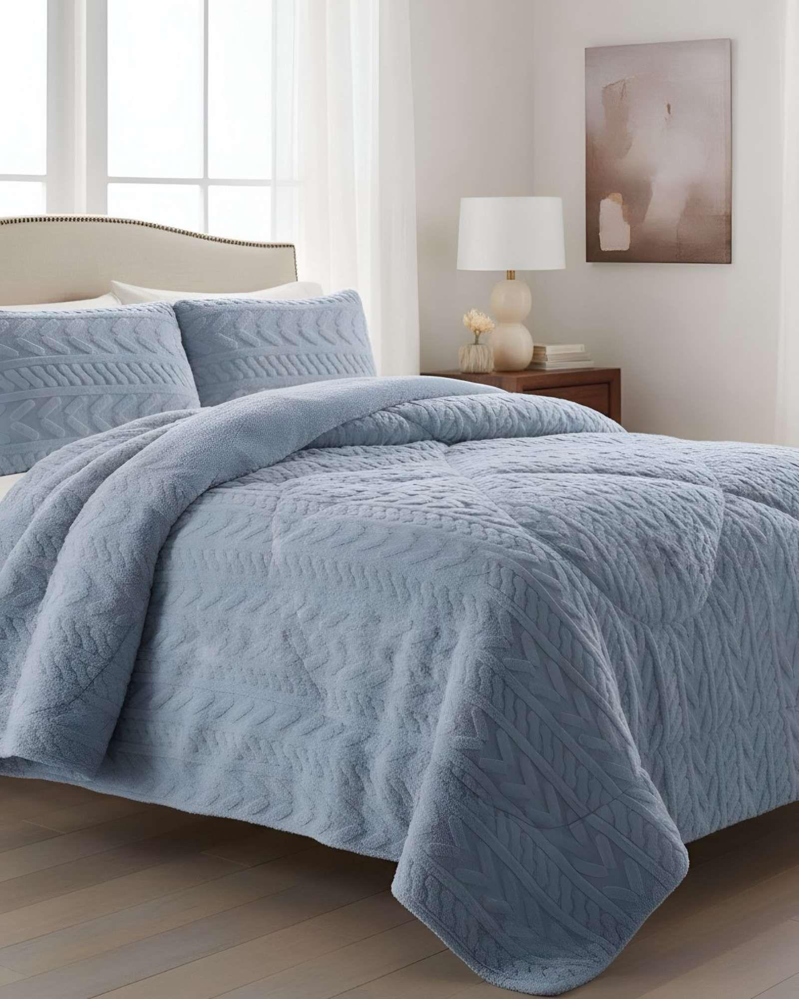 COBERTOR ELEGANTE DE INVIERNO CON CHIPORRO PLAZA Y MEDIA18-3