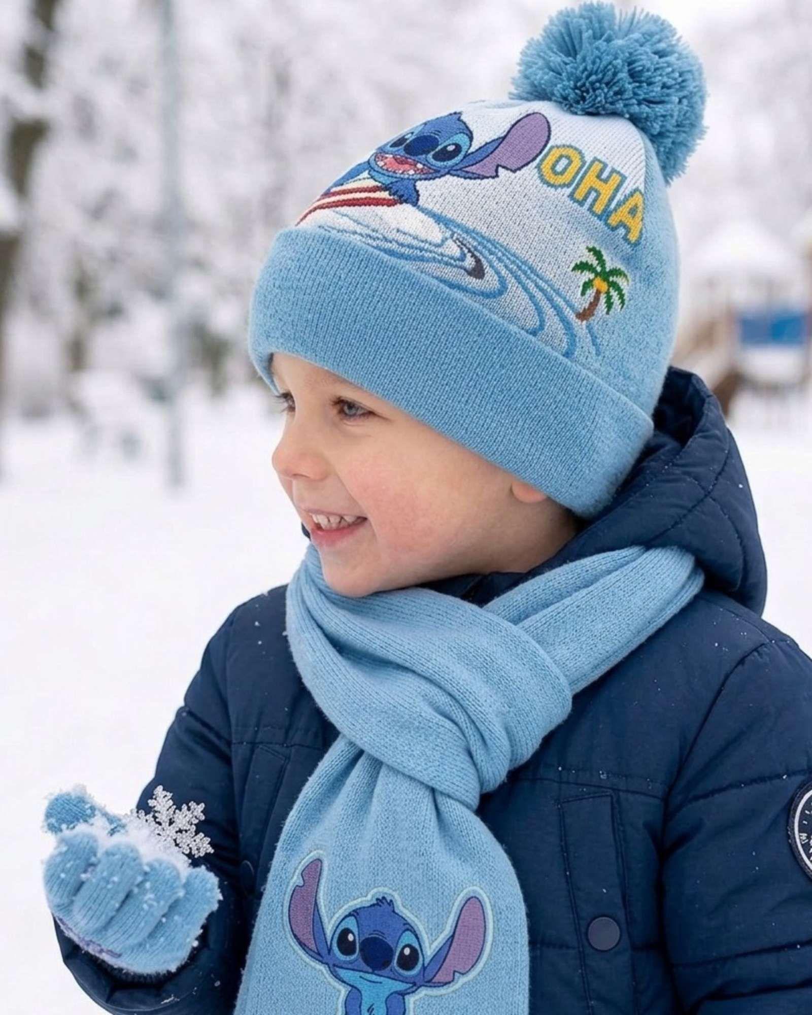 Set Invierno Niños niñas Gorro,Bufanda,Guantes Térmico04-3