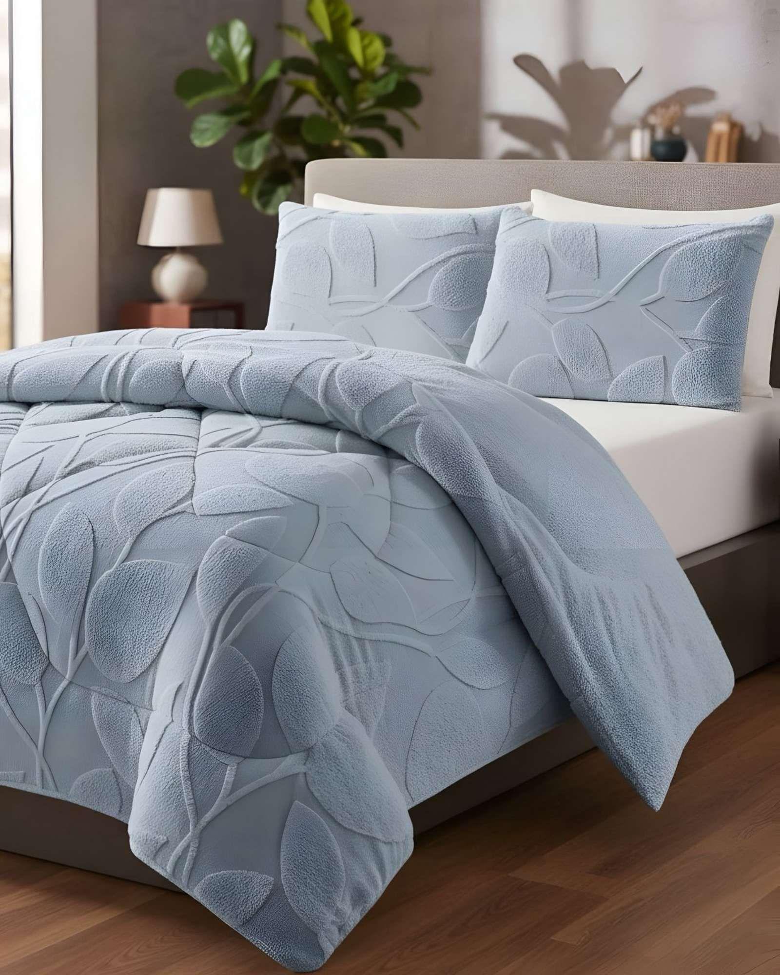 Cubrecama Acolchado con chiporro diseño Texturizado Hojas King K11-3