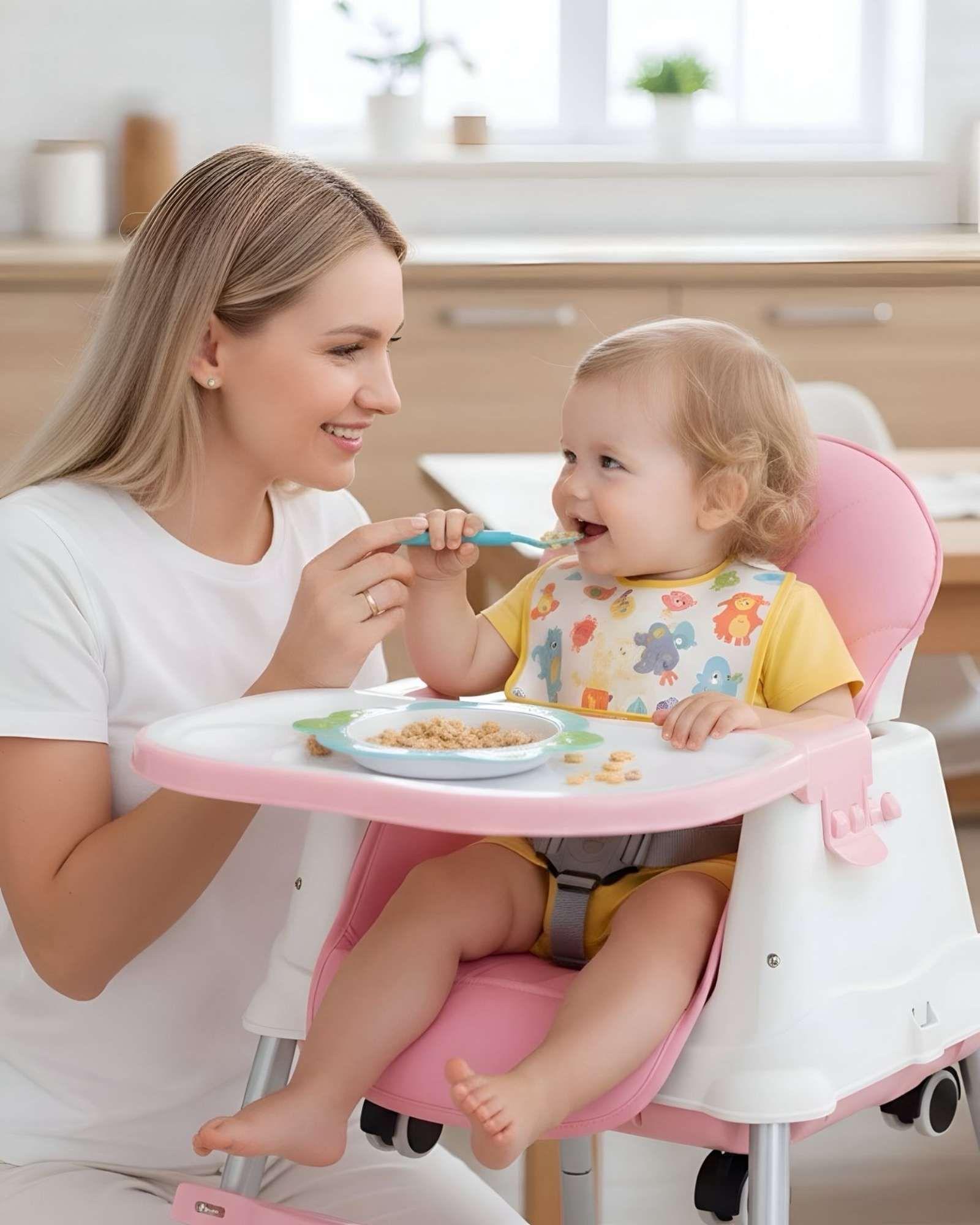 Silla de Comer Multifuncional para Bebé 3 en 1 Rosa-2