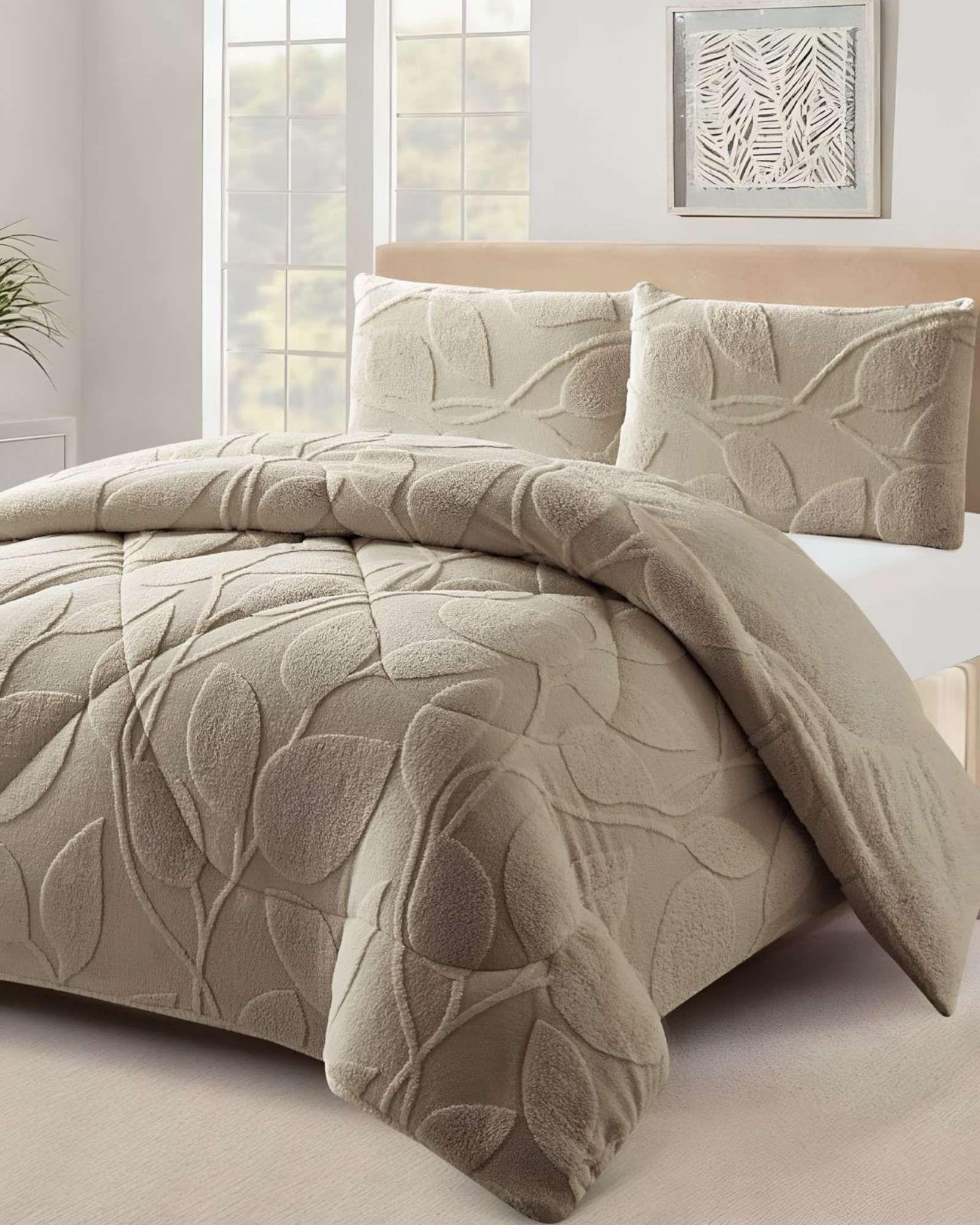 Cubrecama Acolchado con chiporro diseño Texturizado Hojas 2 Plazas  TF7-2