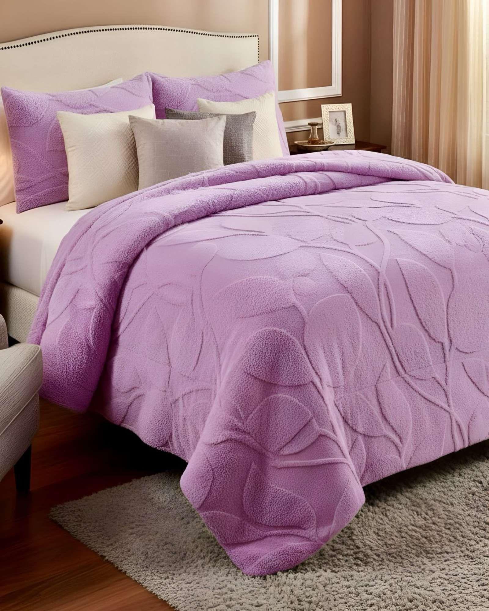 Cubrecama Acolchado con chiporro diseño Texturizado Hojas King K13-4