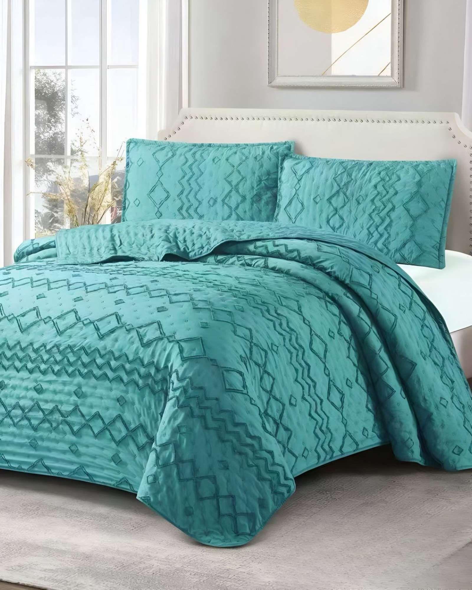 CUBRECAMA QUILT DELGADO TUFTING DE LUJO SUAVE 2 PLAZAS O5-3