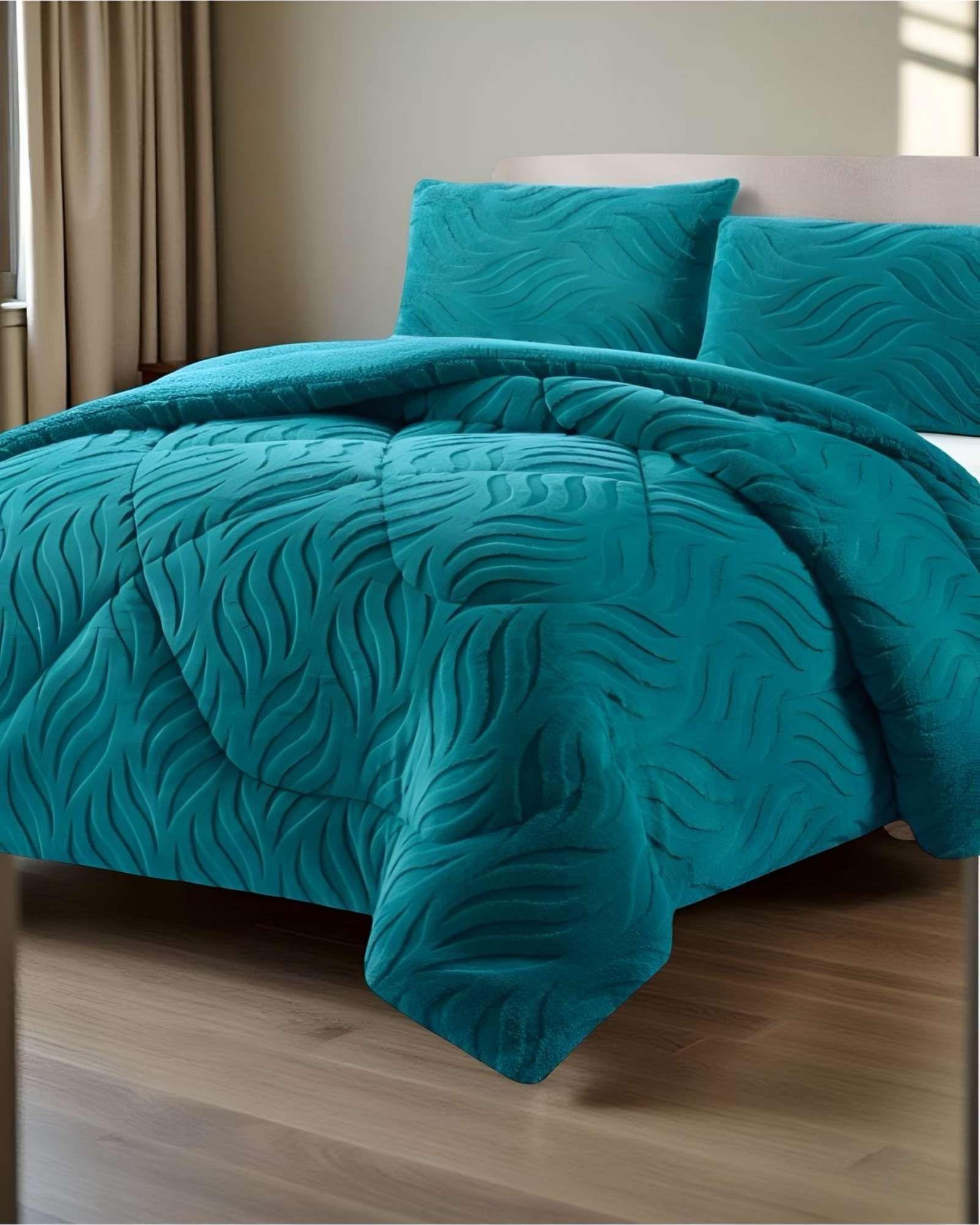 COBERTOR ELEGANTE DE INVIERNO CON CHIPORRO 2 PLAZAS09-2