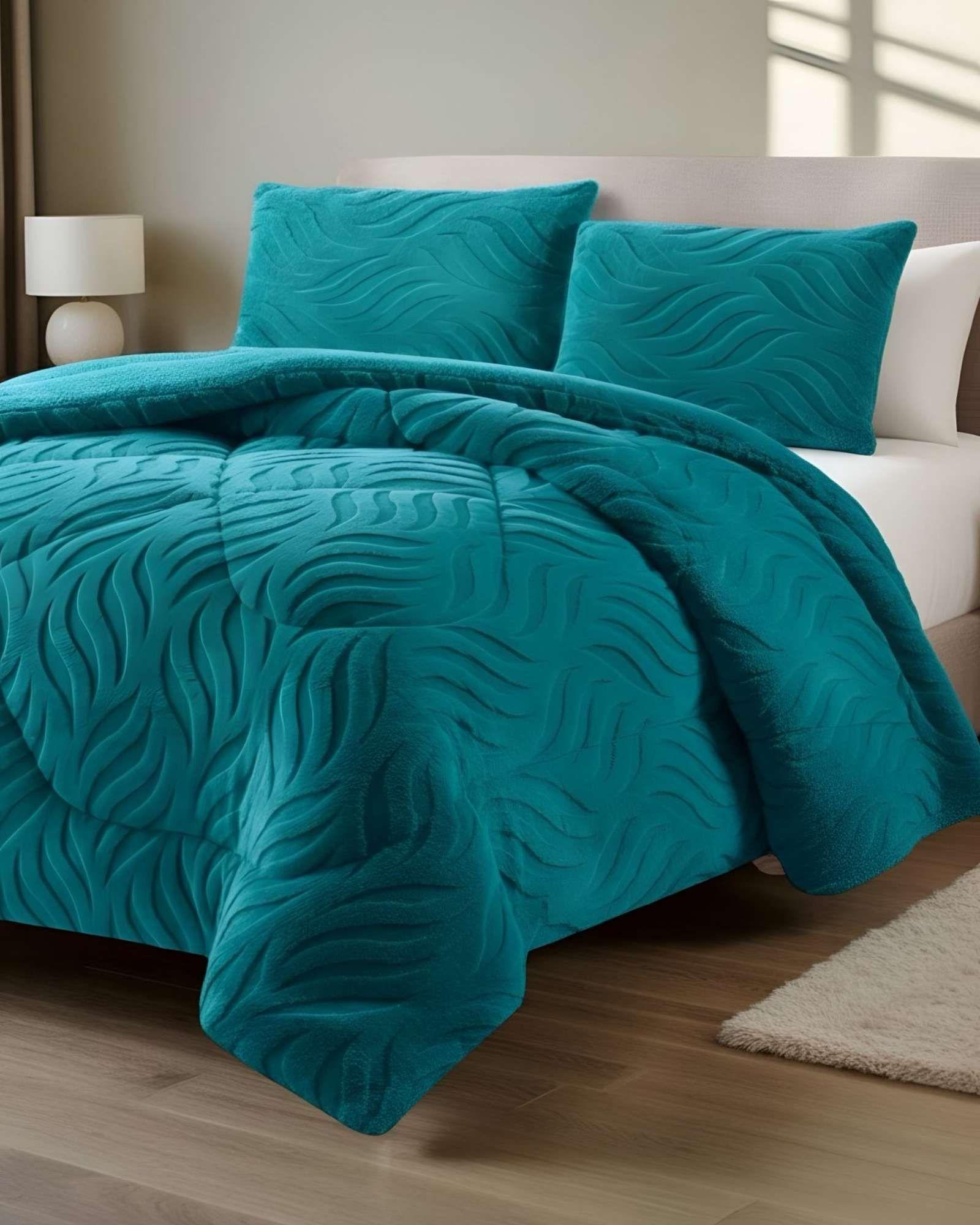 COBERTOR ELEGANTE DE INVIERNO CON CHIPORRO 2 PLAZAS09-4