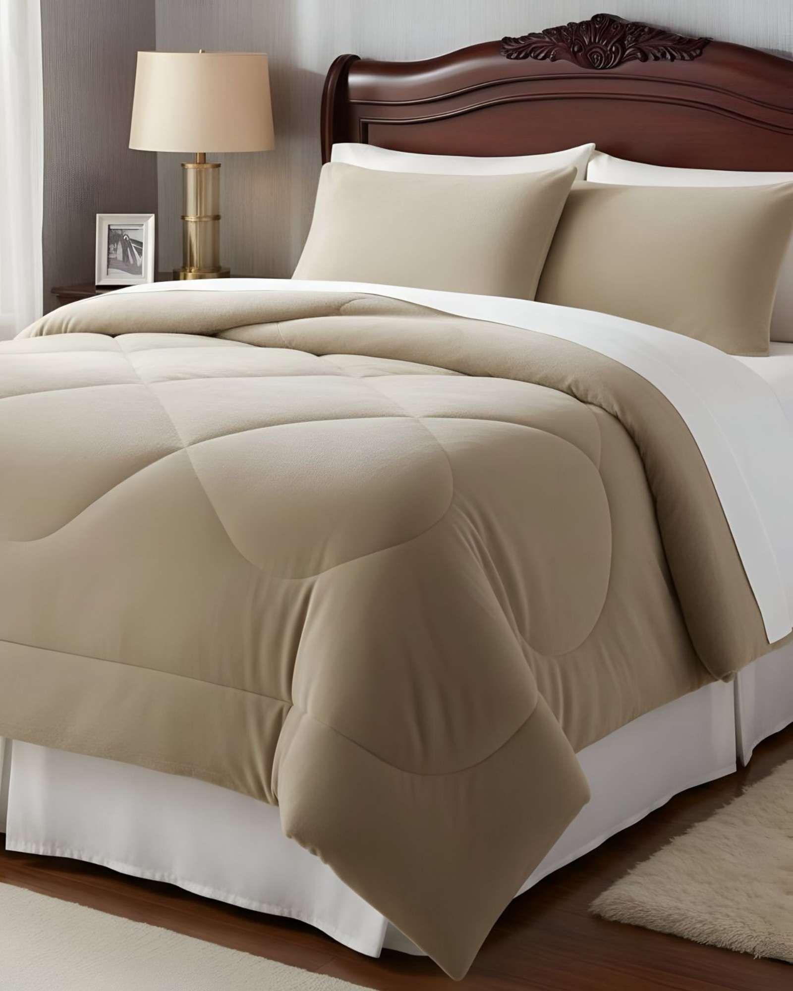 Cubrecama plush con chiporro Acolchado liso 2 plazas-3