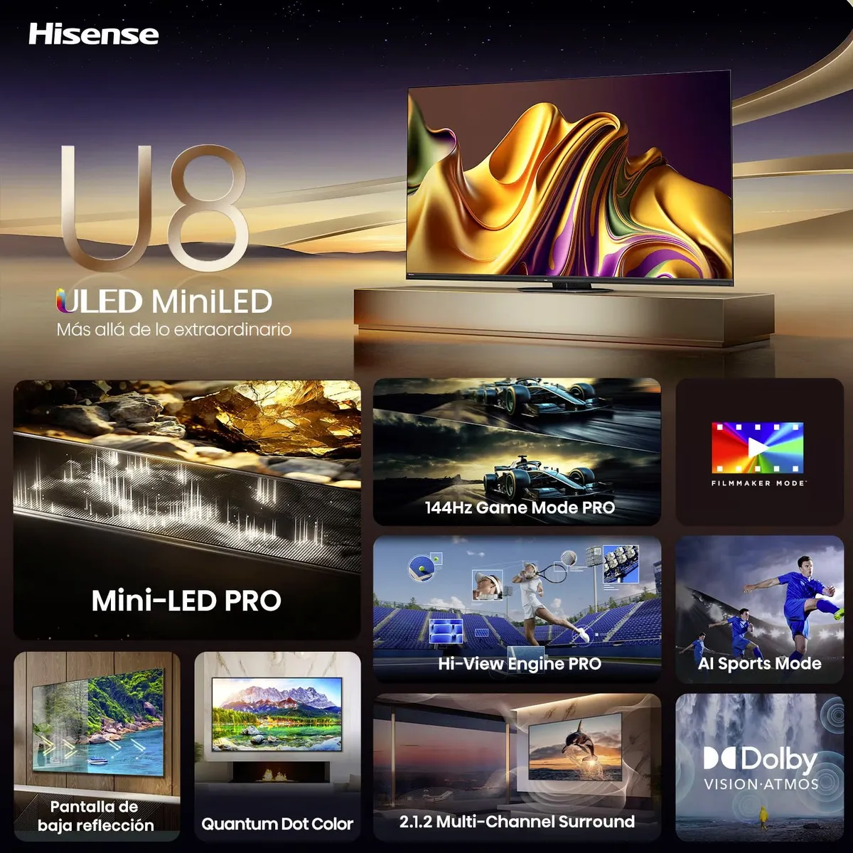 Televisor Hisense 75U8N 75" Mini-LED Pro ULED 4K Google TV-2