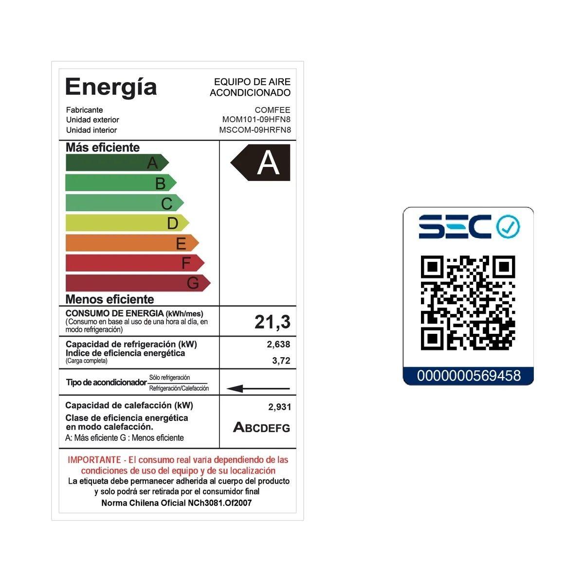 Aire Acondicionado Comfee by Midea MOM101 9.000 BTU Inverter-5