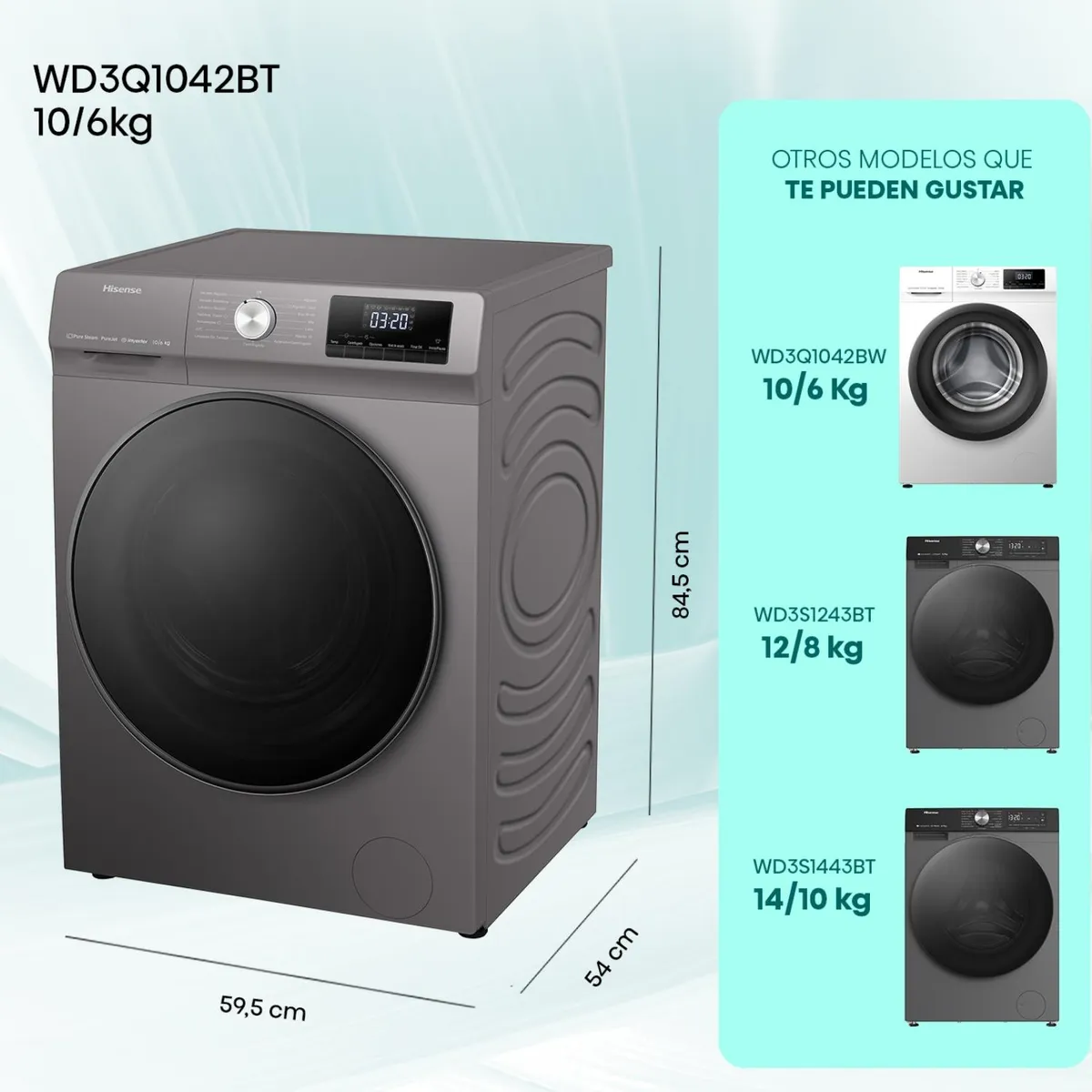 Lavadora-Secadora Hisense WD3Q 10 kg Blanco Carga Frontal-1