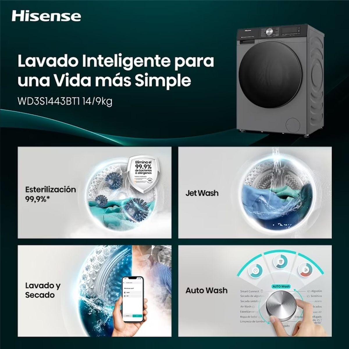Lavadora Secadora Hisense 14/9 kg Frontal-3