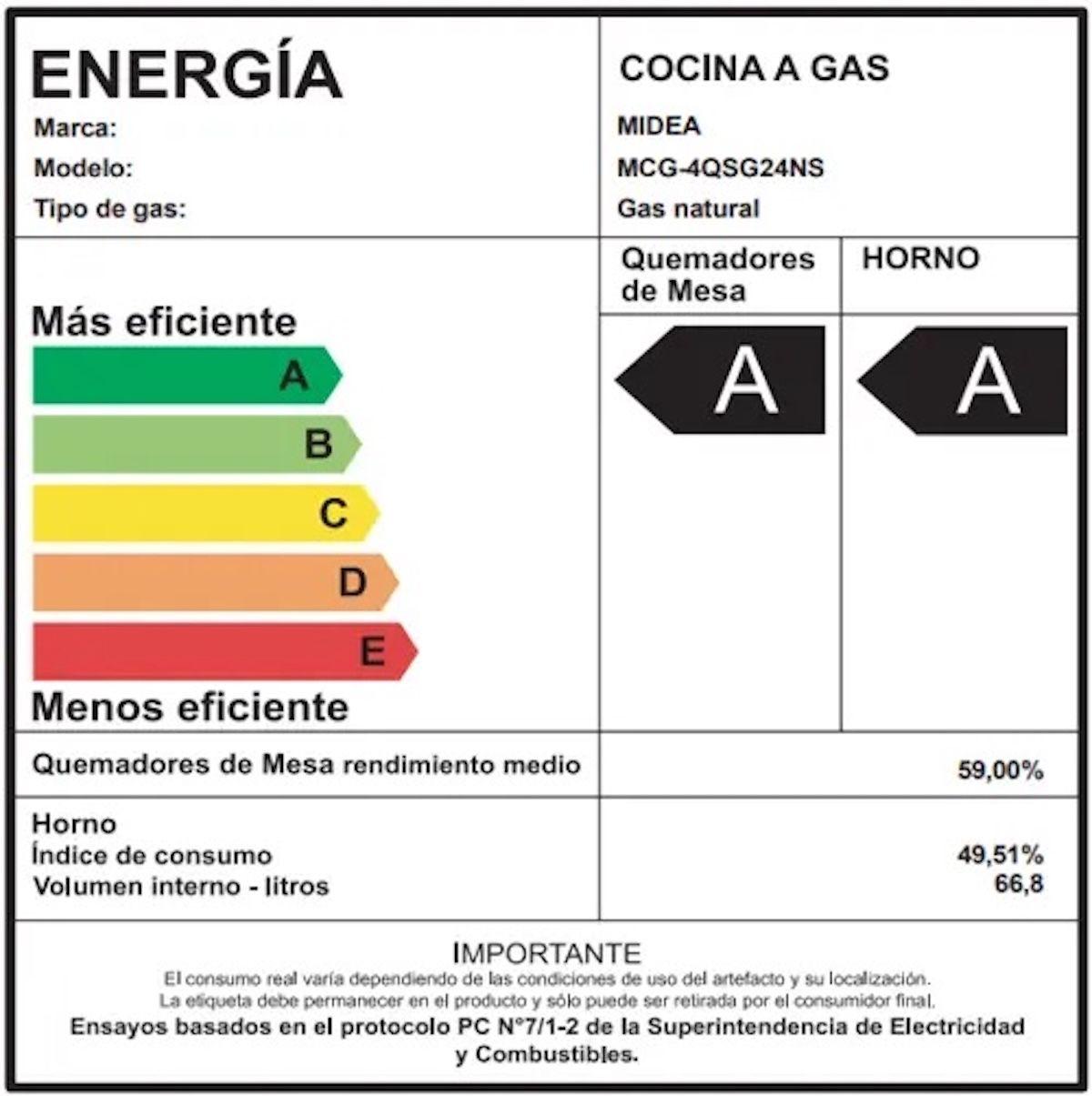 Cocina Midea Gas 4 quemadores MCG-4QPI24NS-6