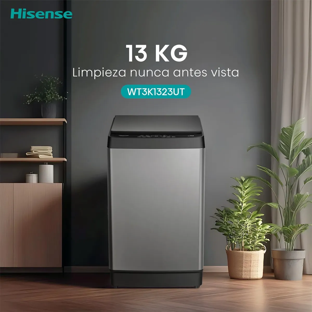 Lavadora Hisense WT3K1323UT 13 kg Gris Carga Superior-5