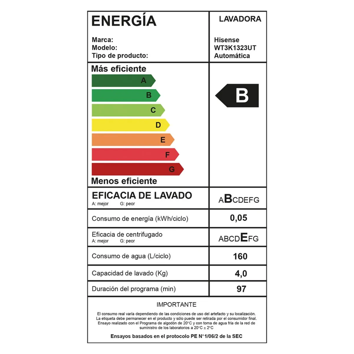 Lavadora Hisense WT3K1323UT 13 kg Gris Carga Superior-6