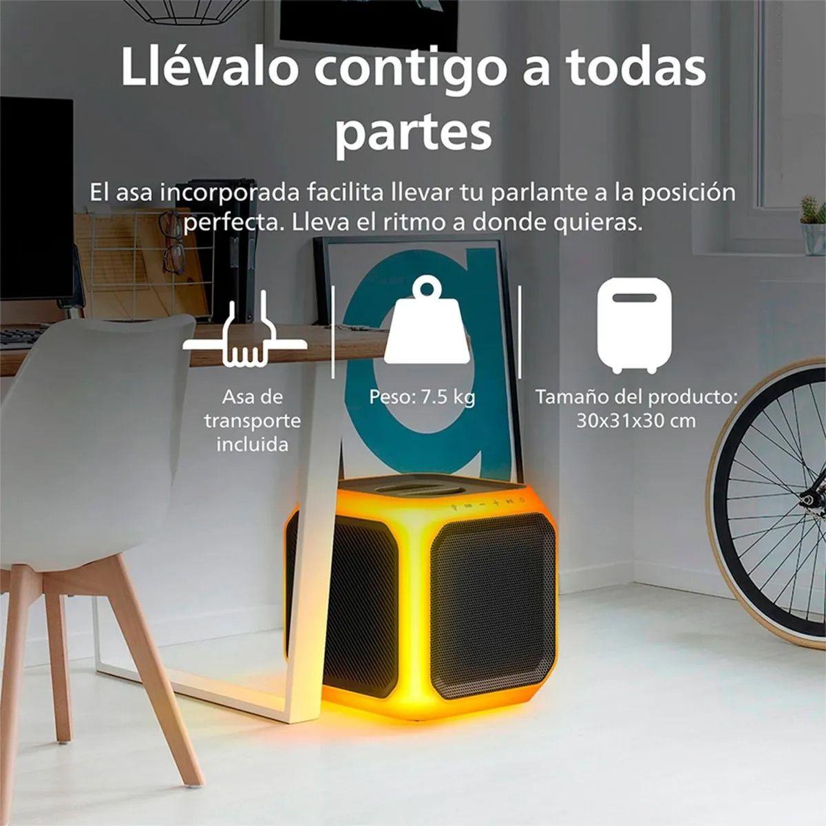 Parlante Philips TAX7207-10 Bluetooth 80W con Luces 360°-5