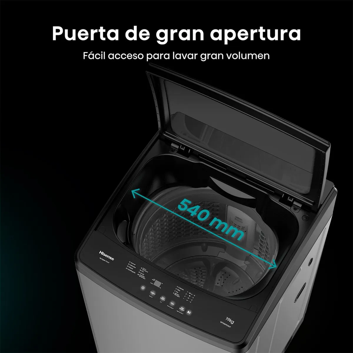 Lavadora Hisense WT3W1923UT 19 kg gris Carga Superior-3