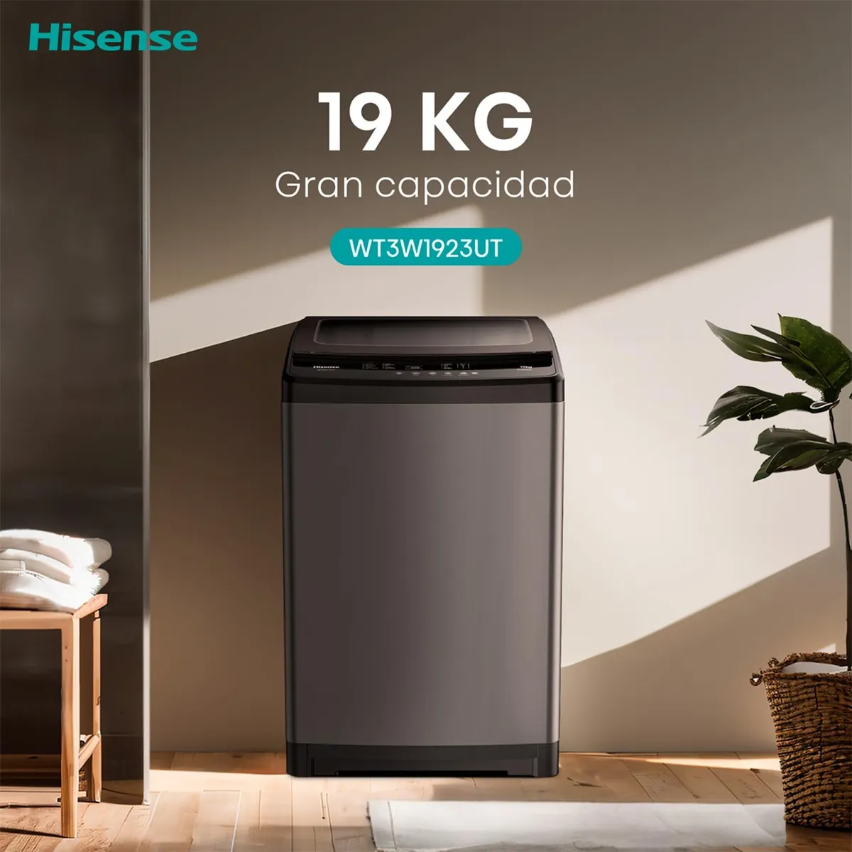 Lavadora Hisense WT3W1923UT 19 kg gris Carga Superior-5