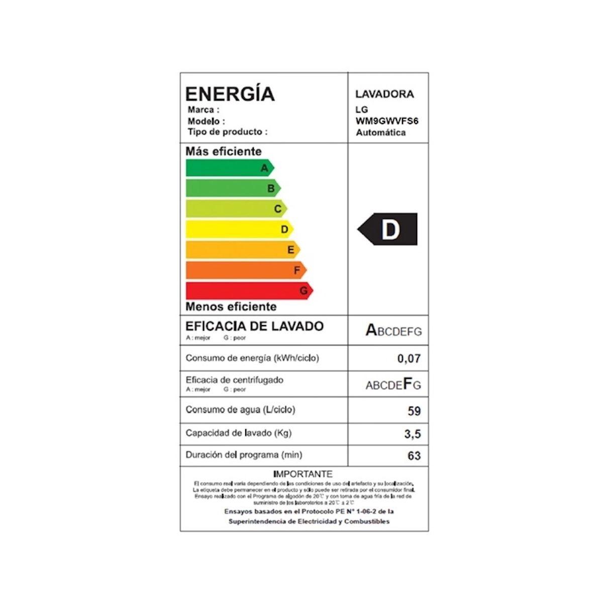 Lavadora LG WM9GWVFS6 9Kg Carga Frontal Inverter con Vapor-6
