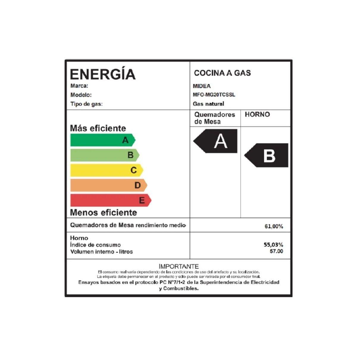 Cocina a Gas Midea MFO-MG20TCSSL – 4 Quemadores, 62 Litros-6