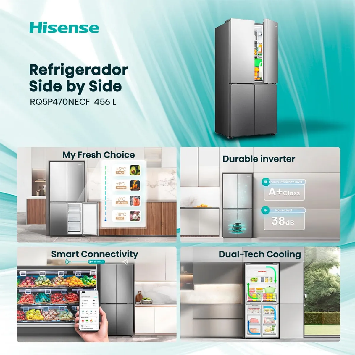 Refrigerador Side by Side Hisense RQ5P470NECF 470L NoFrost-2