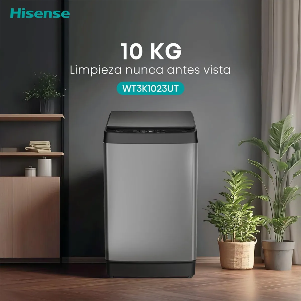 Lavadora Hisense WT3K1023UT 10 kg Gris Carga Superior-4