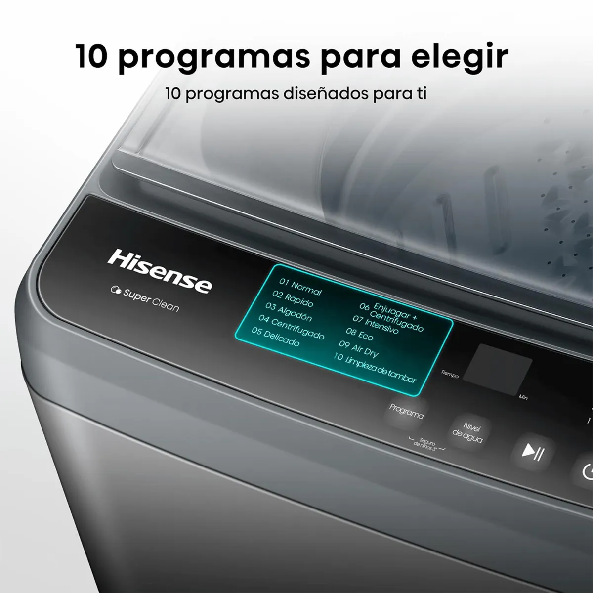 Lavadora Hisense WT1D1030UT 10 kg Titanium Carga Superior-5