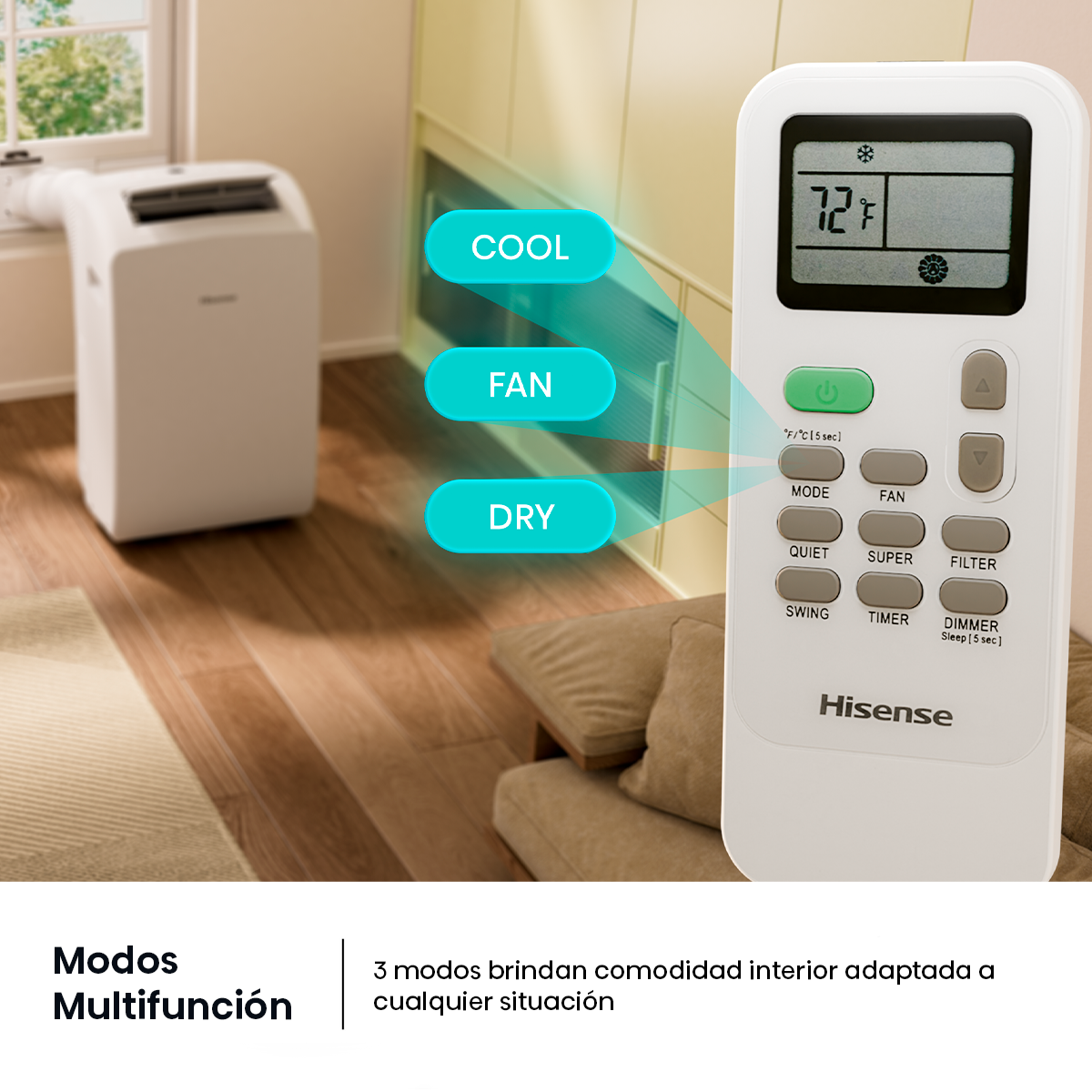 Aire Acondicionado Portátil Hisense 12HW4RNPS01-B Frío Calor-5