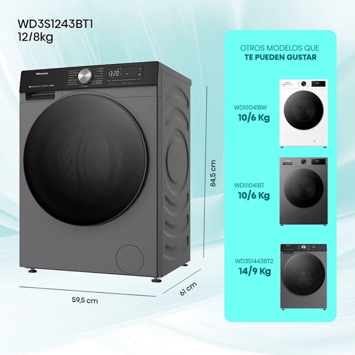 Lavadora Secadora Hisense WD3S1243BT1 12/8 Kg-1