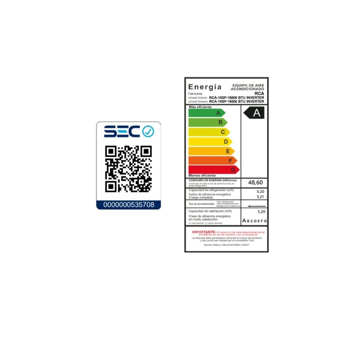 Aire Acondicionado Split Inverter RCA 18SP 18.000 BTU-4