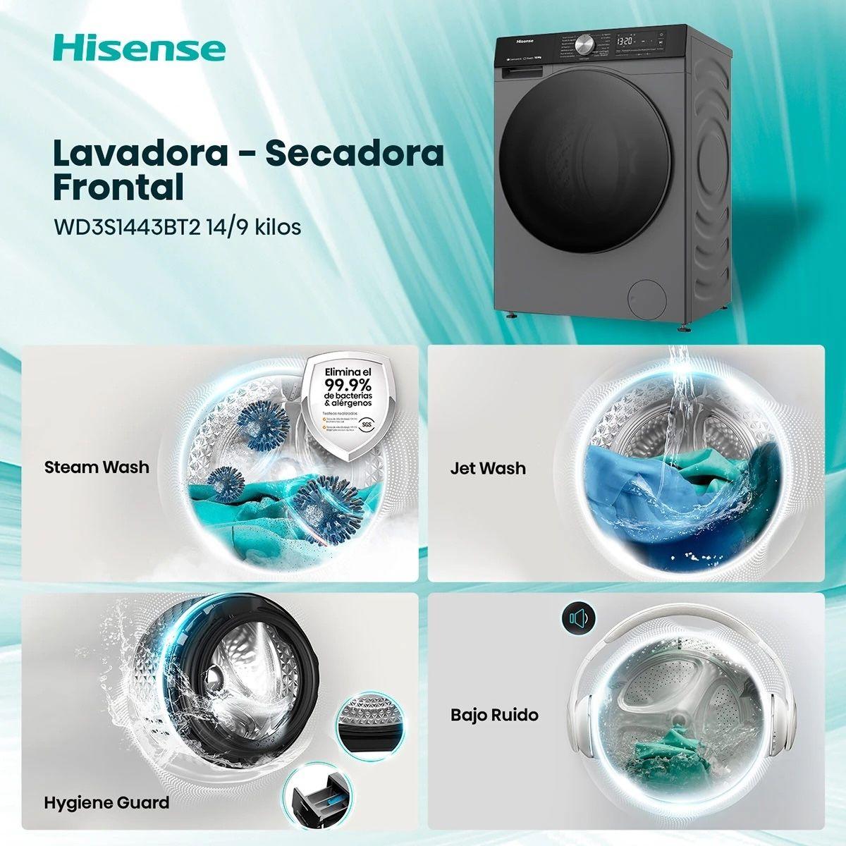 Lavadora Secadora Hisense WD3S1443BT2 14/9 Kg Titanium-2