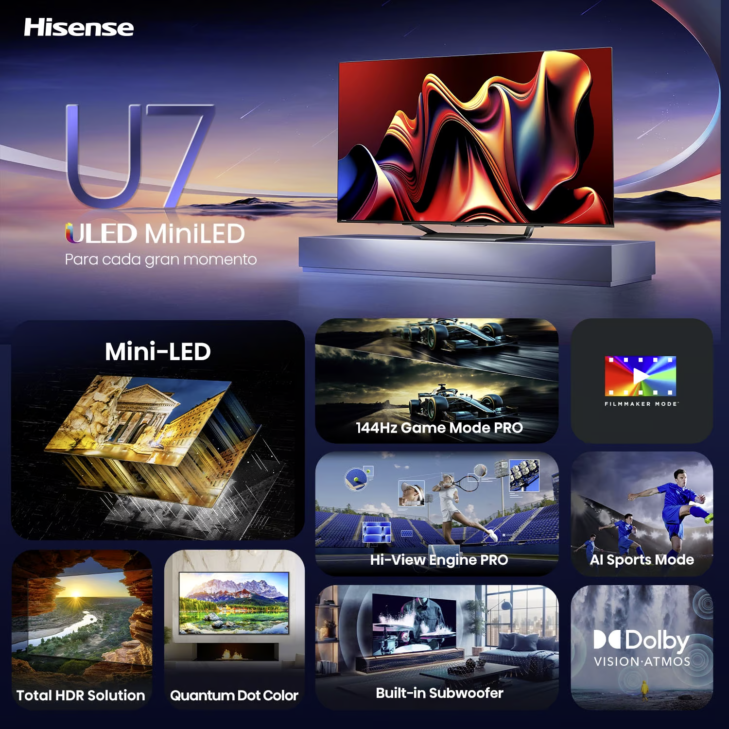 Televisor Hisense 65U7N 65" Mini-LED ULED 4K Google TV-2