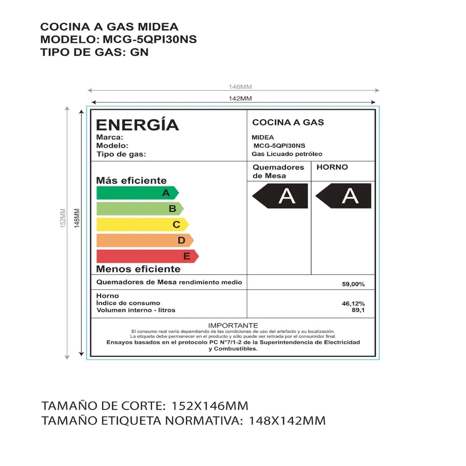 Cocina a Gas 5 quemadores MCG-5QI30NS-4