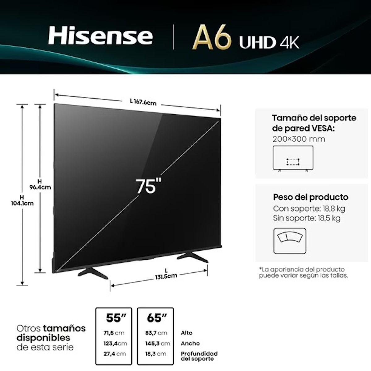 Hisense Smart TV 75A6NV 75" LED 4K UHD-3
