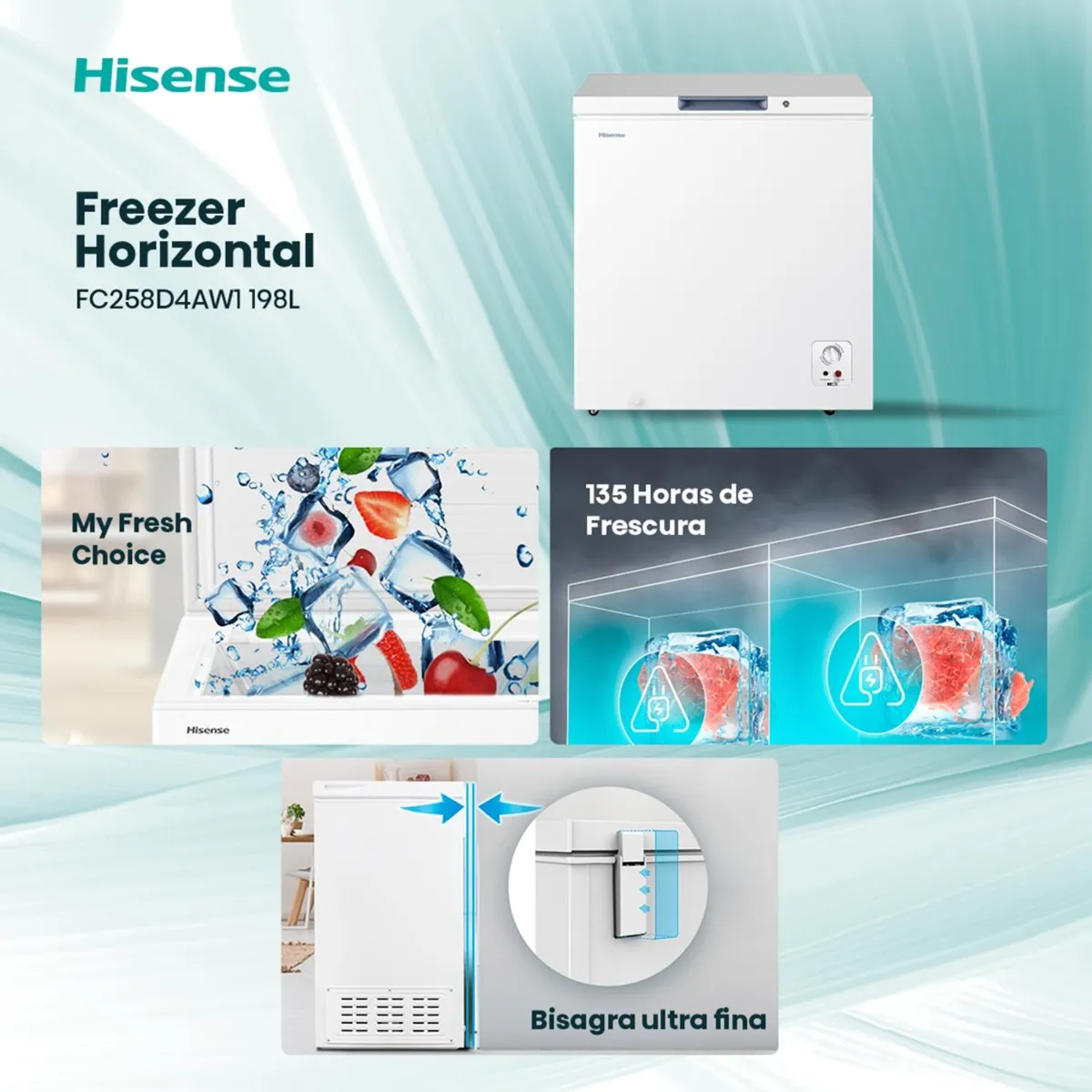 Freezer Horizontal Hisense FC258D4AW1 198 L Blanco-2