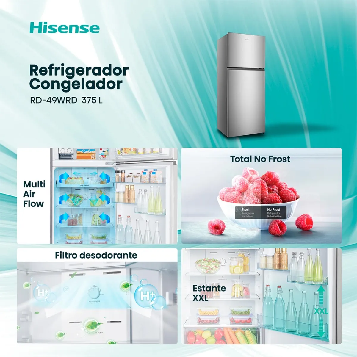 Refrigerador Top Freezer Hisense RD-49WRD 430 L Inox Frío-2