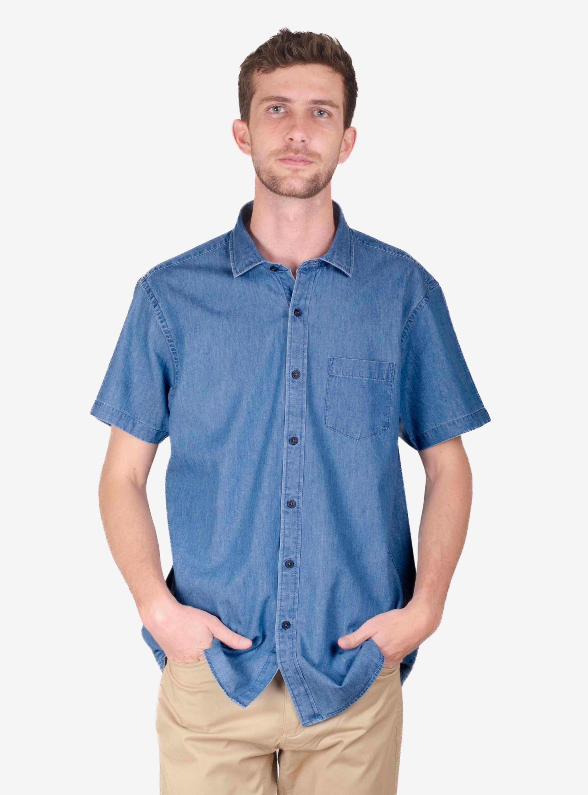 Camisa Denim Manga Corta Moss-0