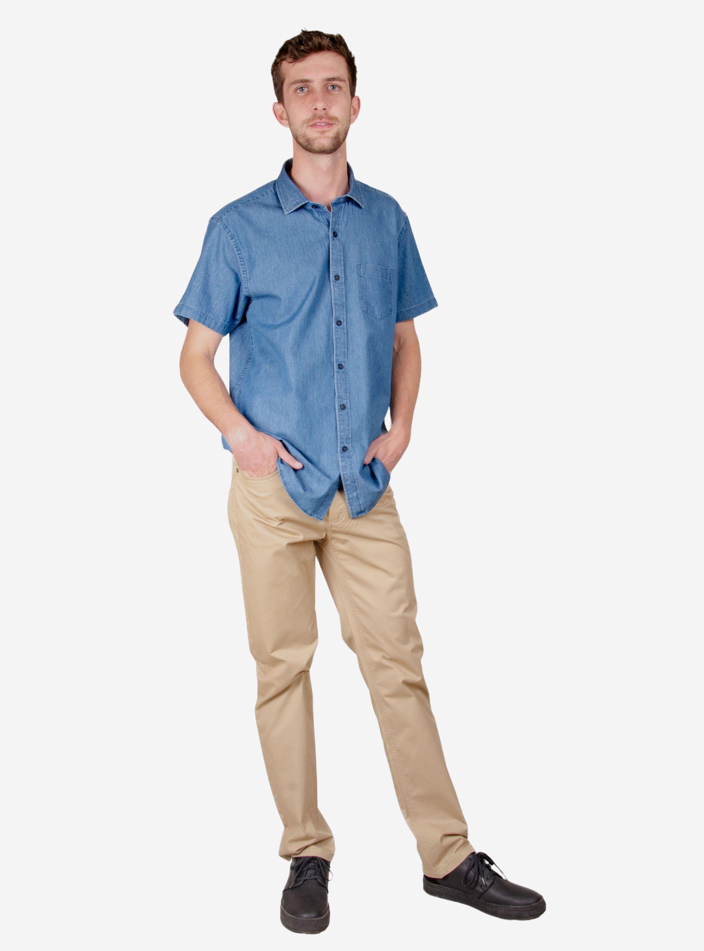 Camisa Denim Manga Corta Moss-1