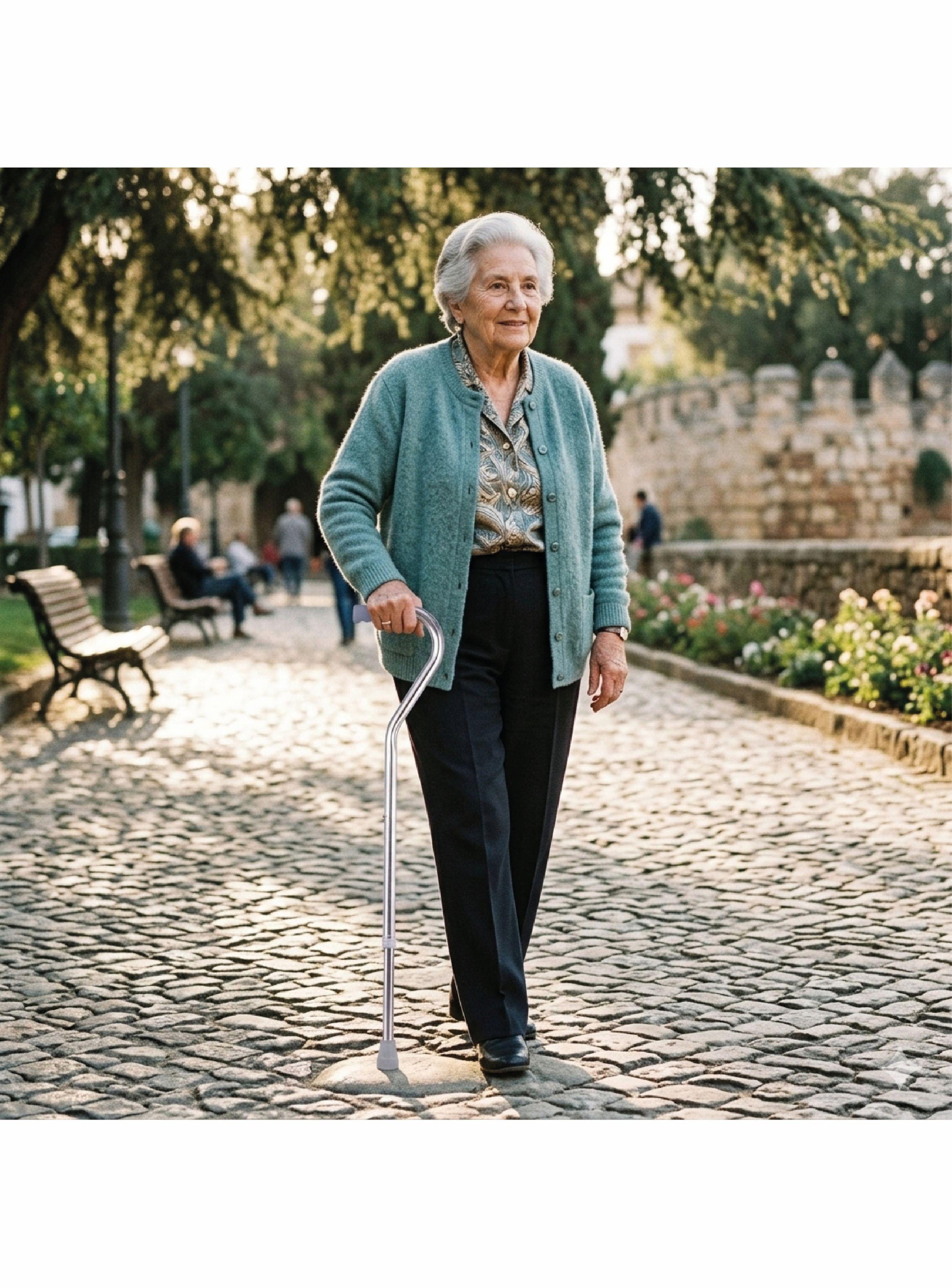 Bastón de Apoyo Mango Curvo Cromado-2