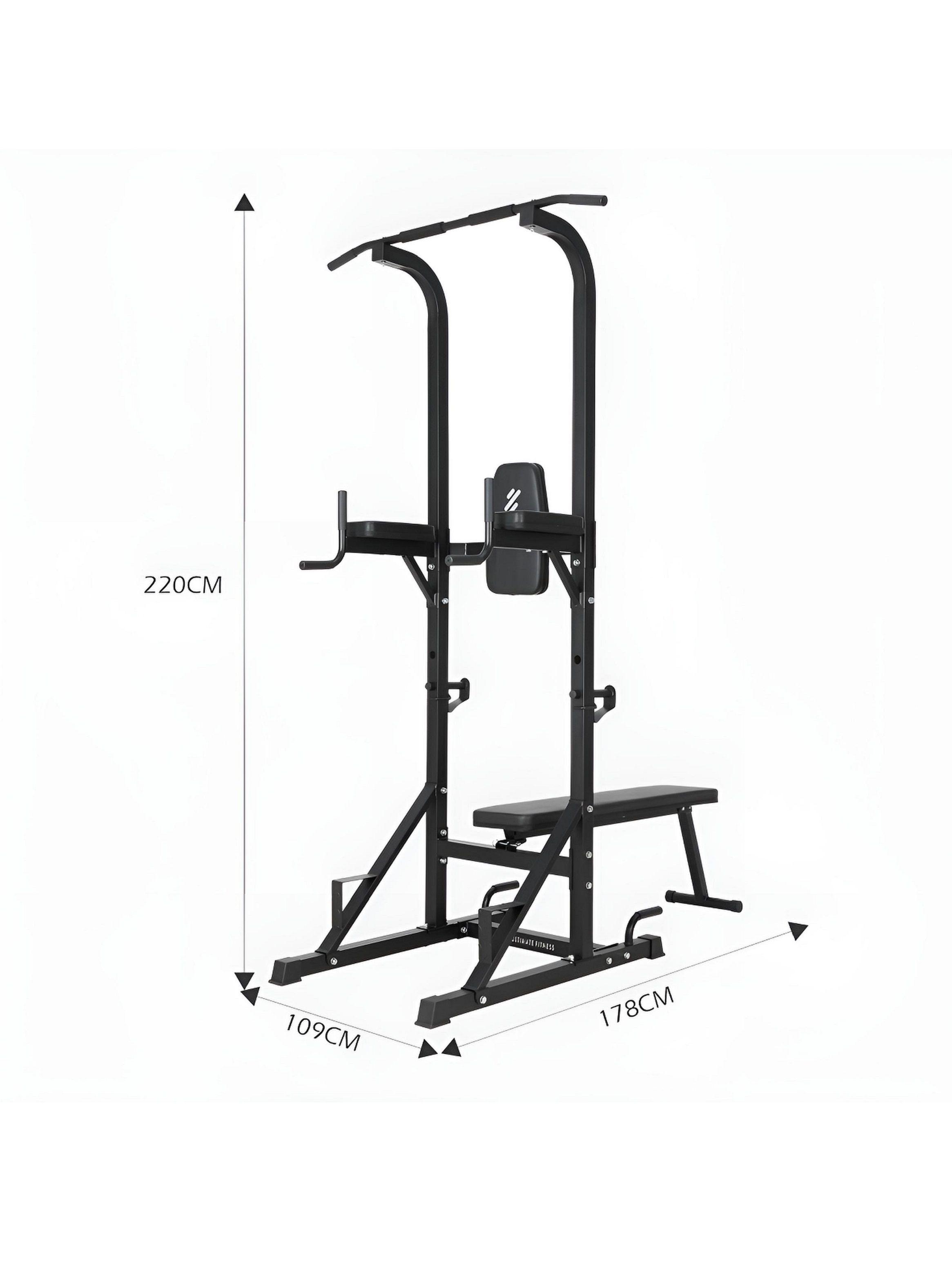 Máquina - Estación Dominadas Paralelas Multifunción Pro con Banca-6