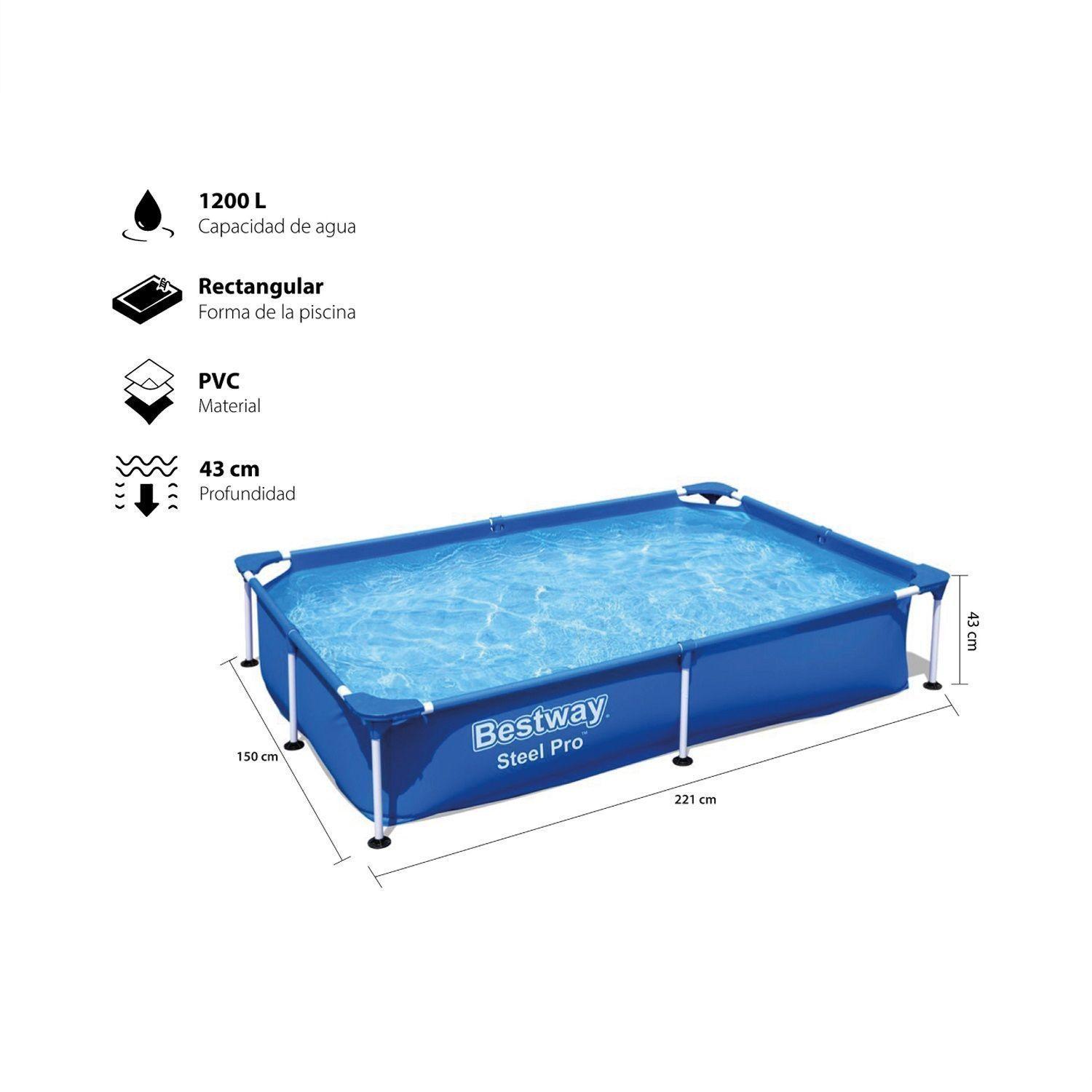 Piscina Rectangular Estructural 221x150x43 cm 1.200 Litros-1