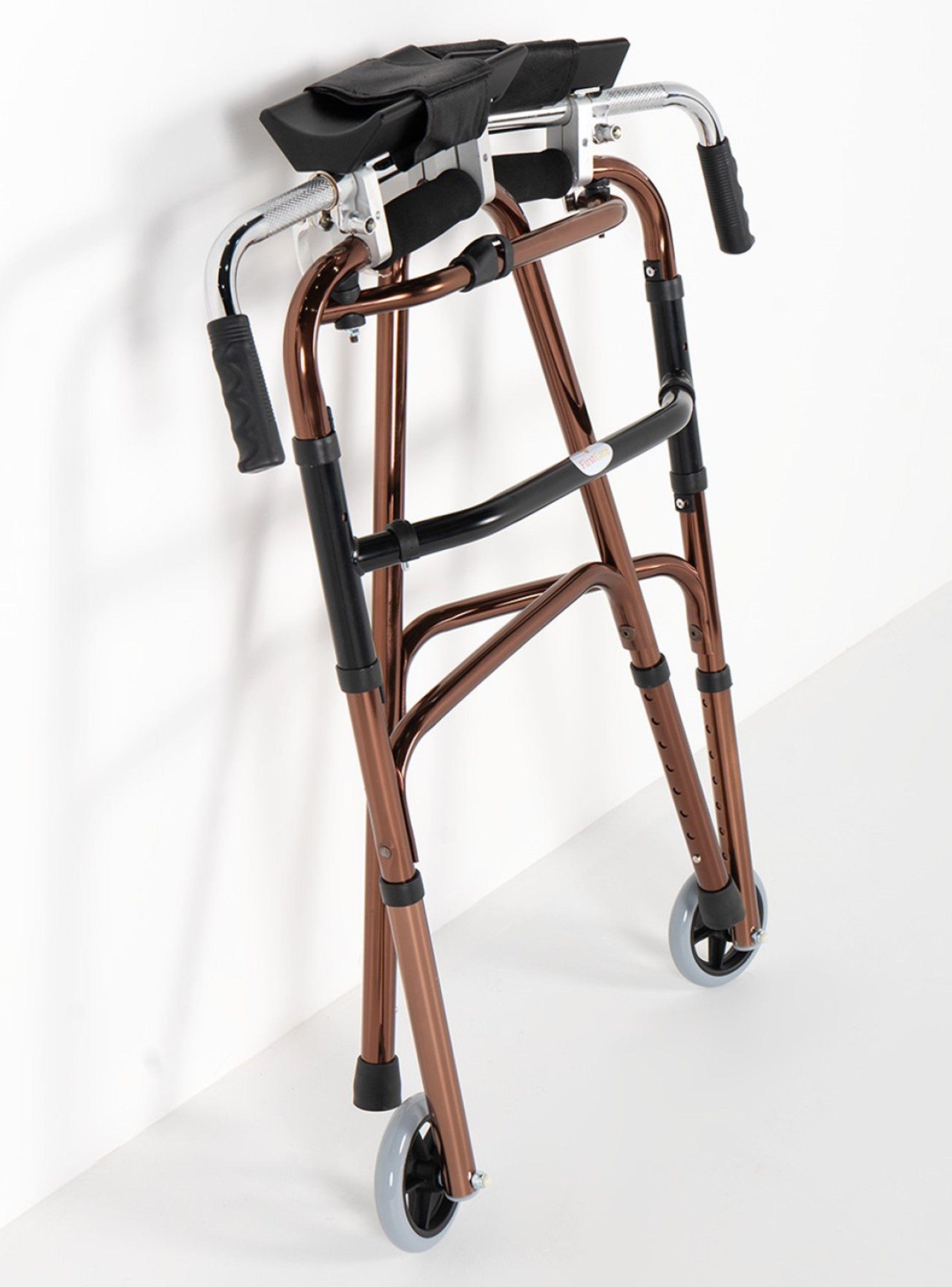 Andador Aluminio Plegable con Apoya Brazos y ruedas-5