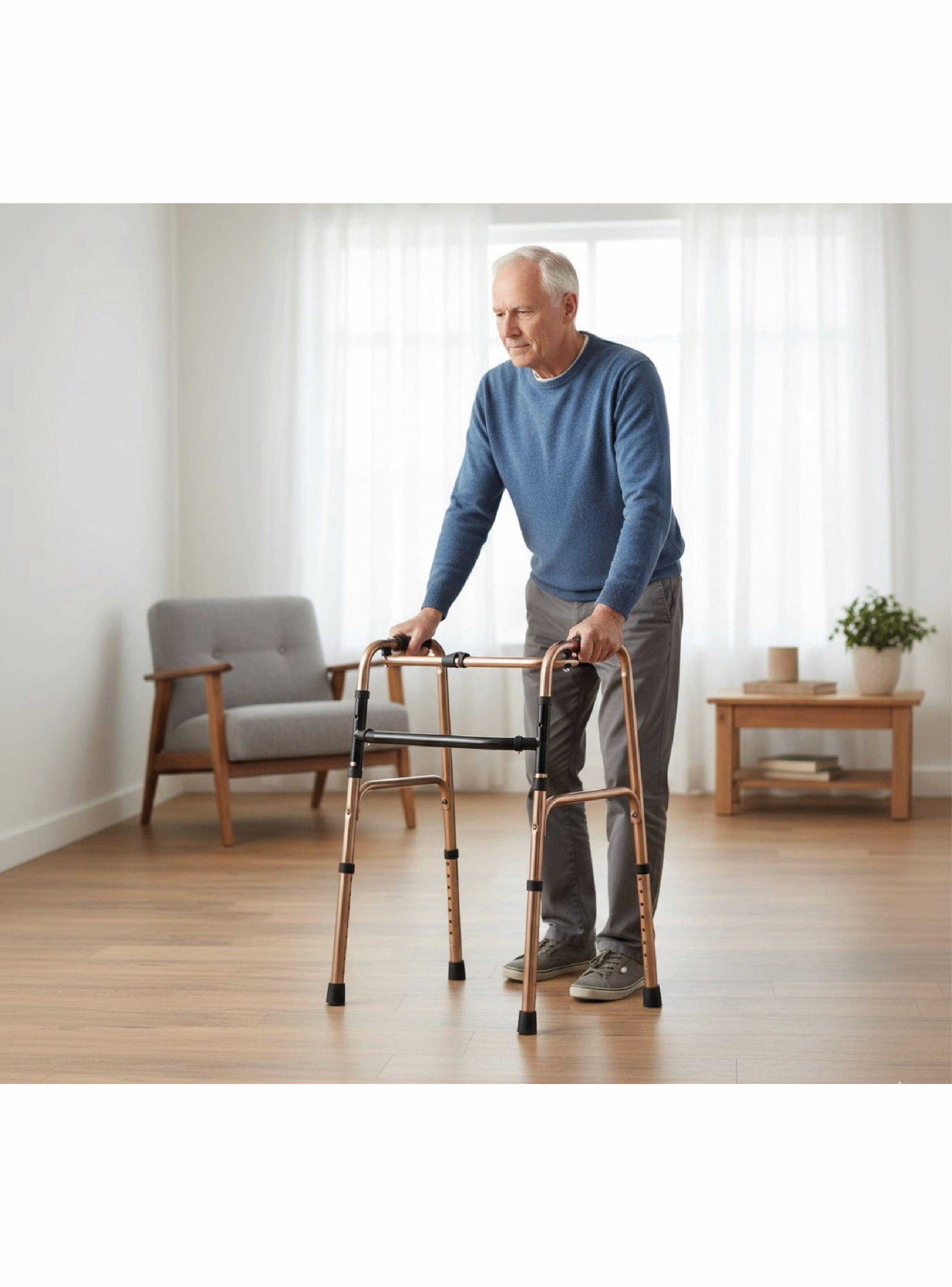 Andador Aluminio Plegable Paso a Paso Bronce-2