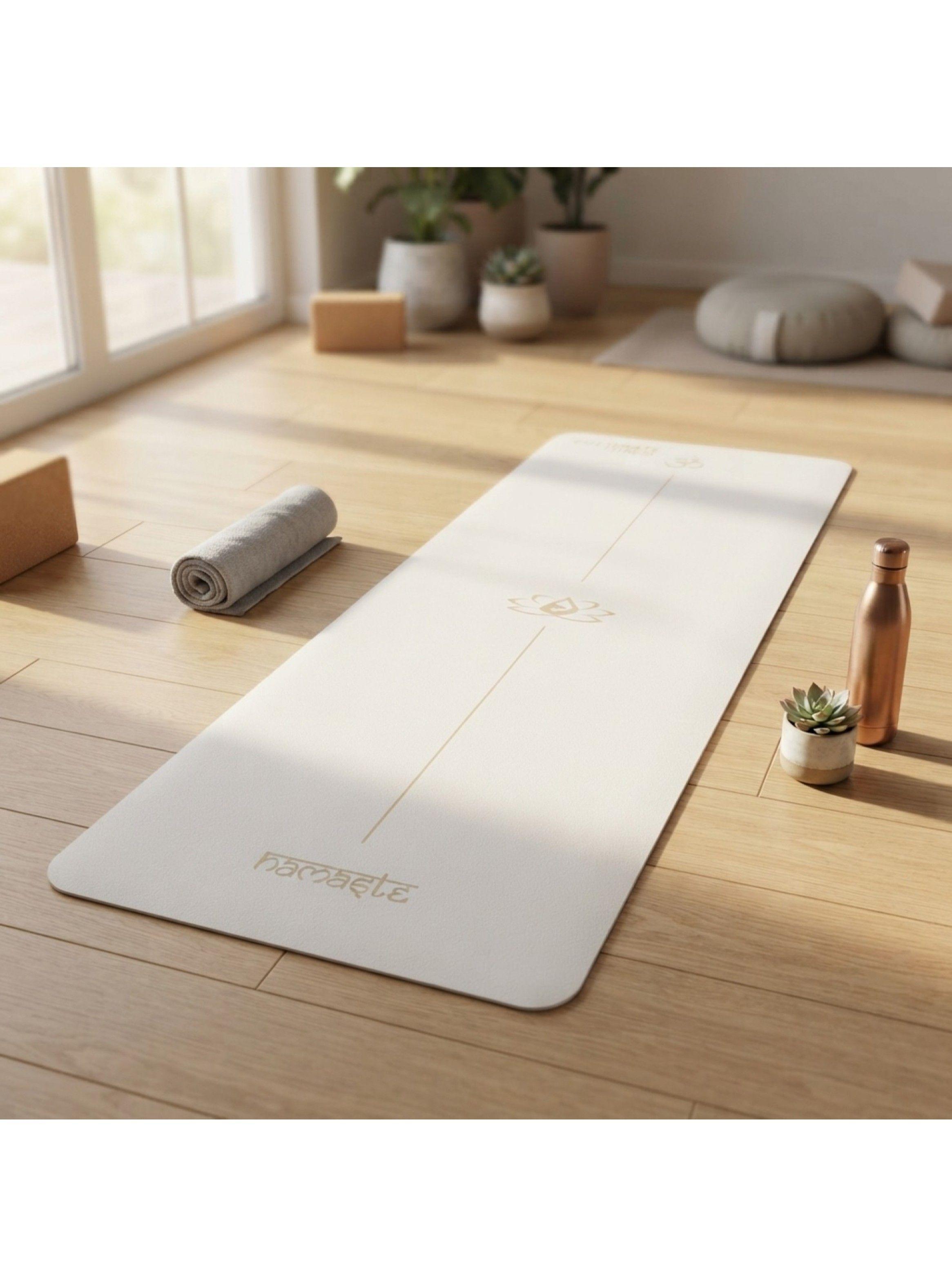 Mat de Yoga Premium PU Natural Rubber 5 mm Blanco-3