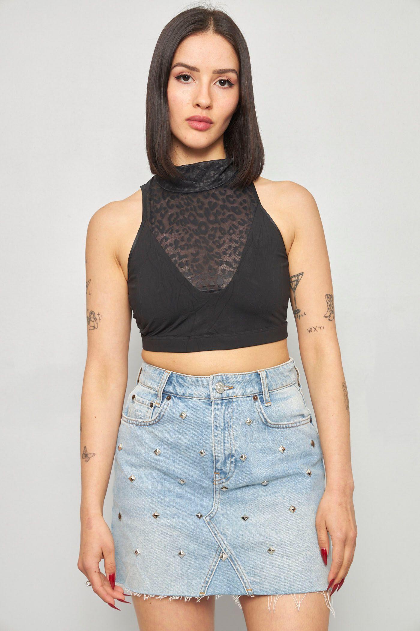 Falda casual reciclado celeste lovemade talla S  -0