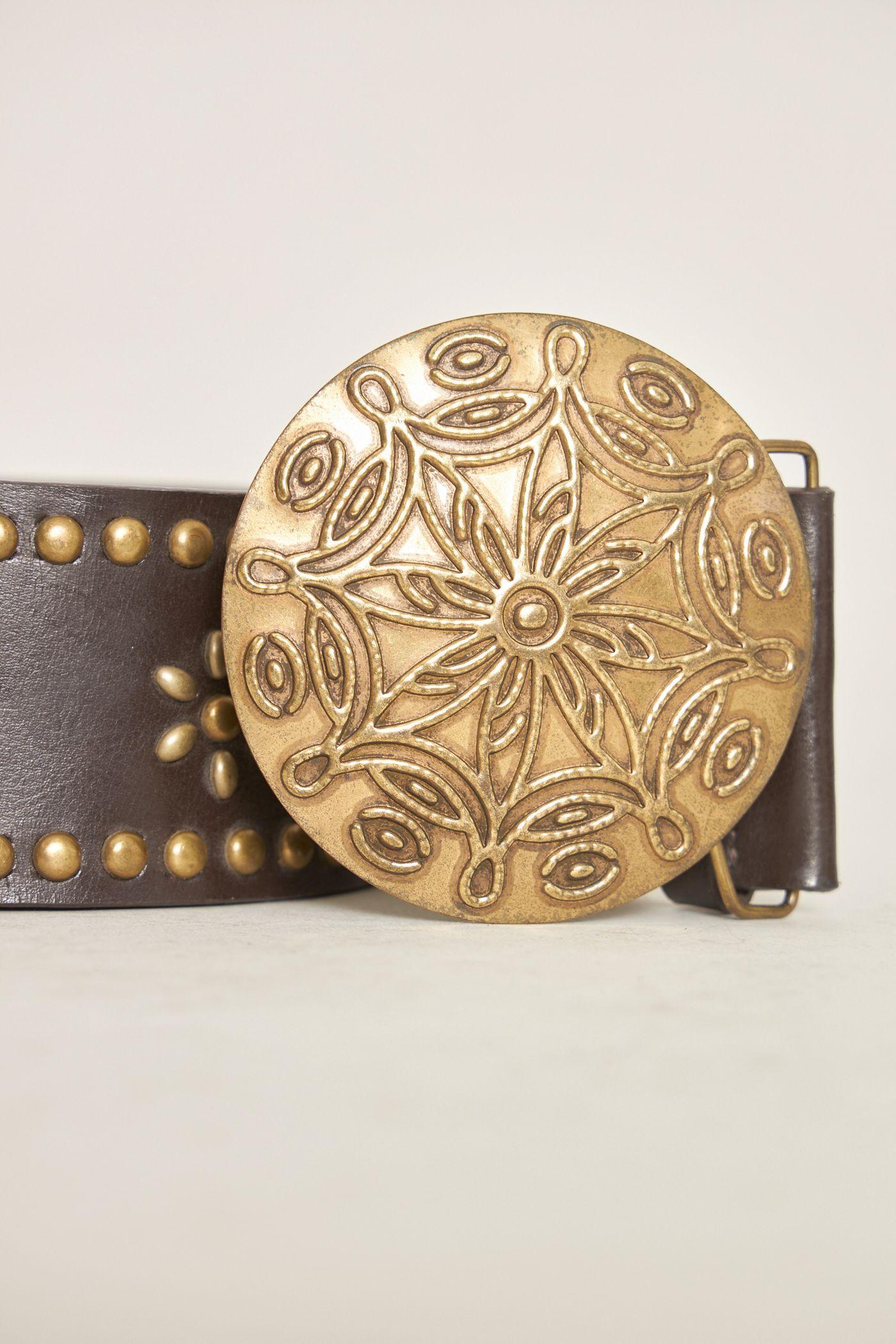 Cinturon vintage reciclado marrón another line inc talla M-2