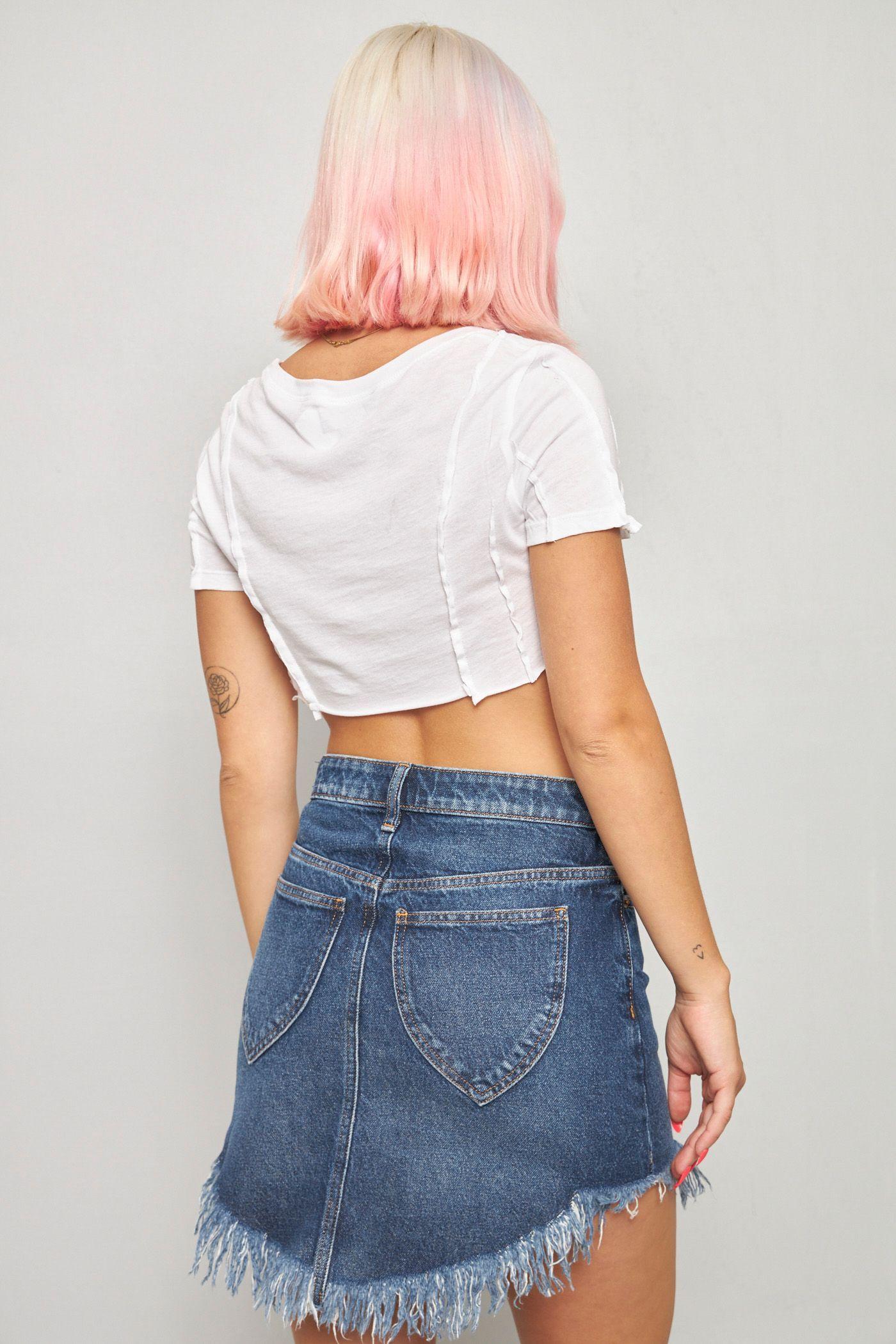 Falda casual reciclado azul we the free talla 36-2