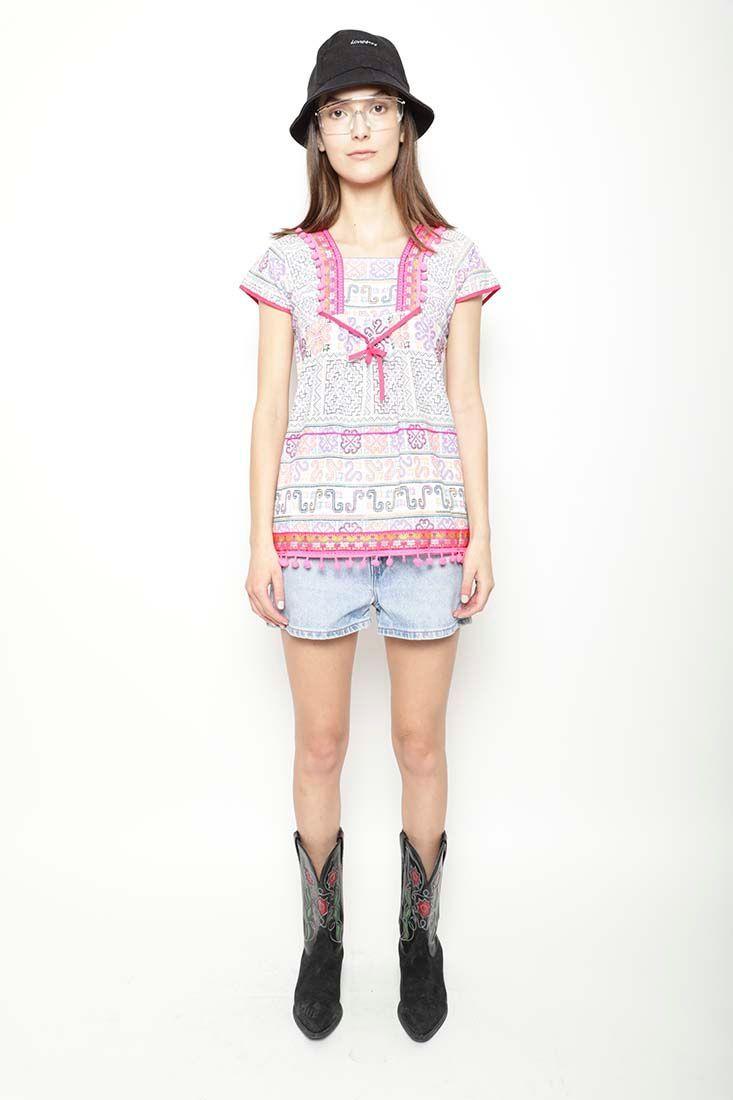 Polera casual reciclado multicolor nostalgic talla S  -4